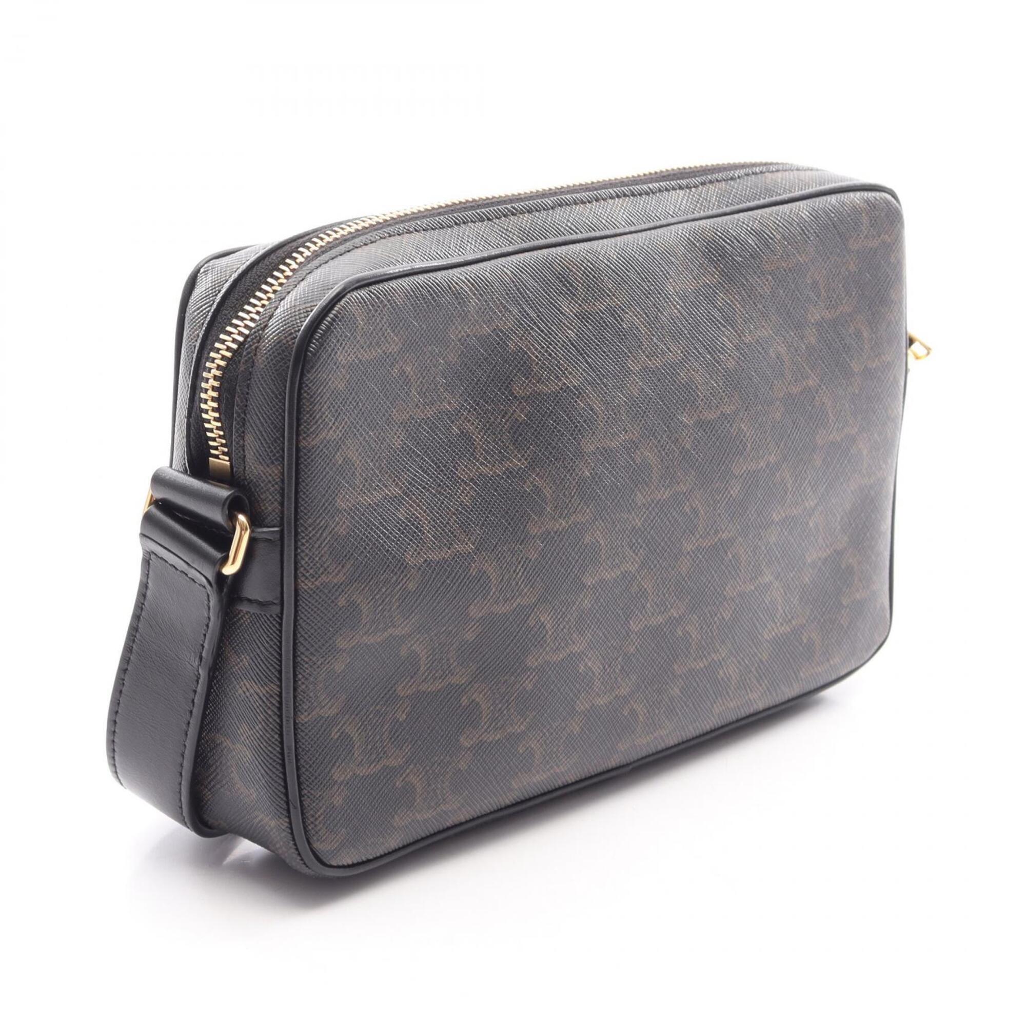Celine Black Coated Canvas Pvc Leather Handbag Messenger Bag Shoulder Bag (Pre-Owned)