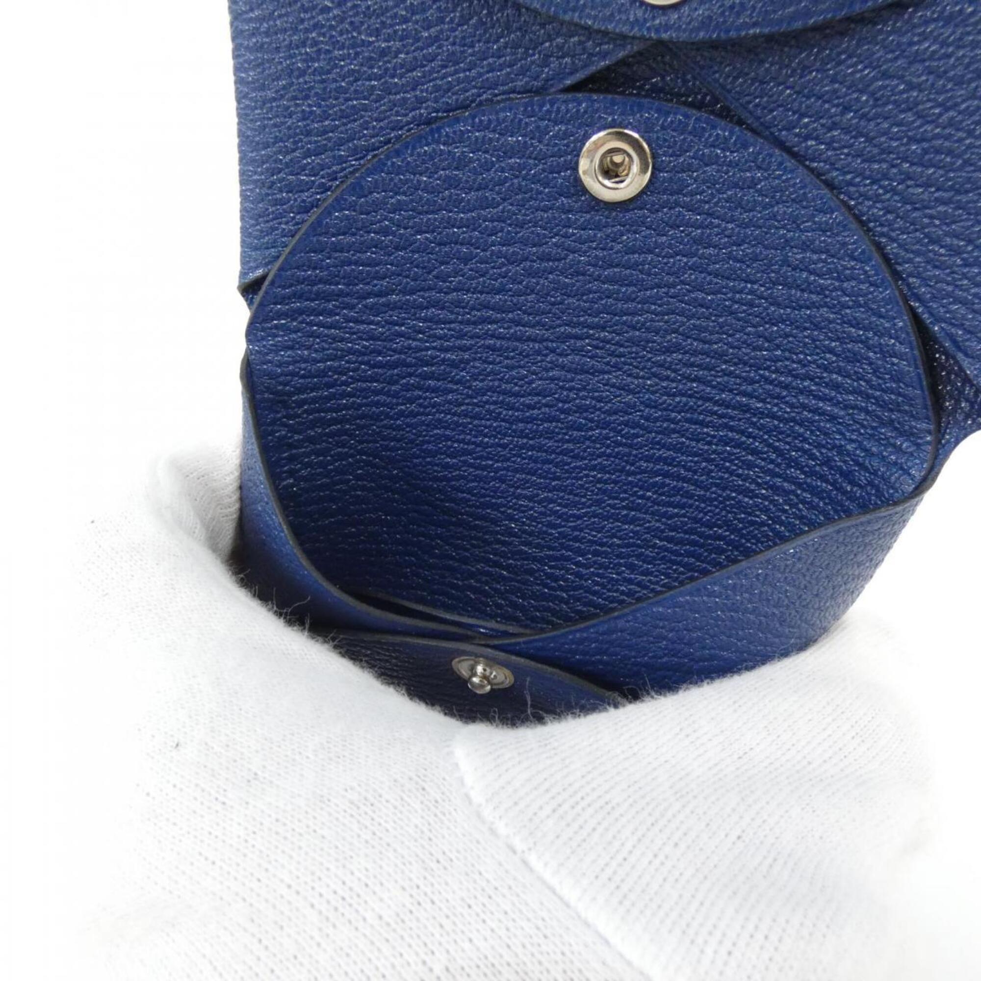 Hermes Blue Navy Chevre Leather Coin Purse/Coin Case (Pre-Owned)