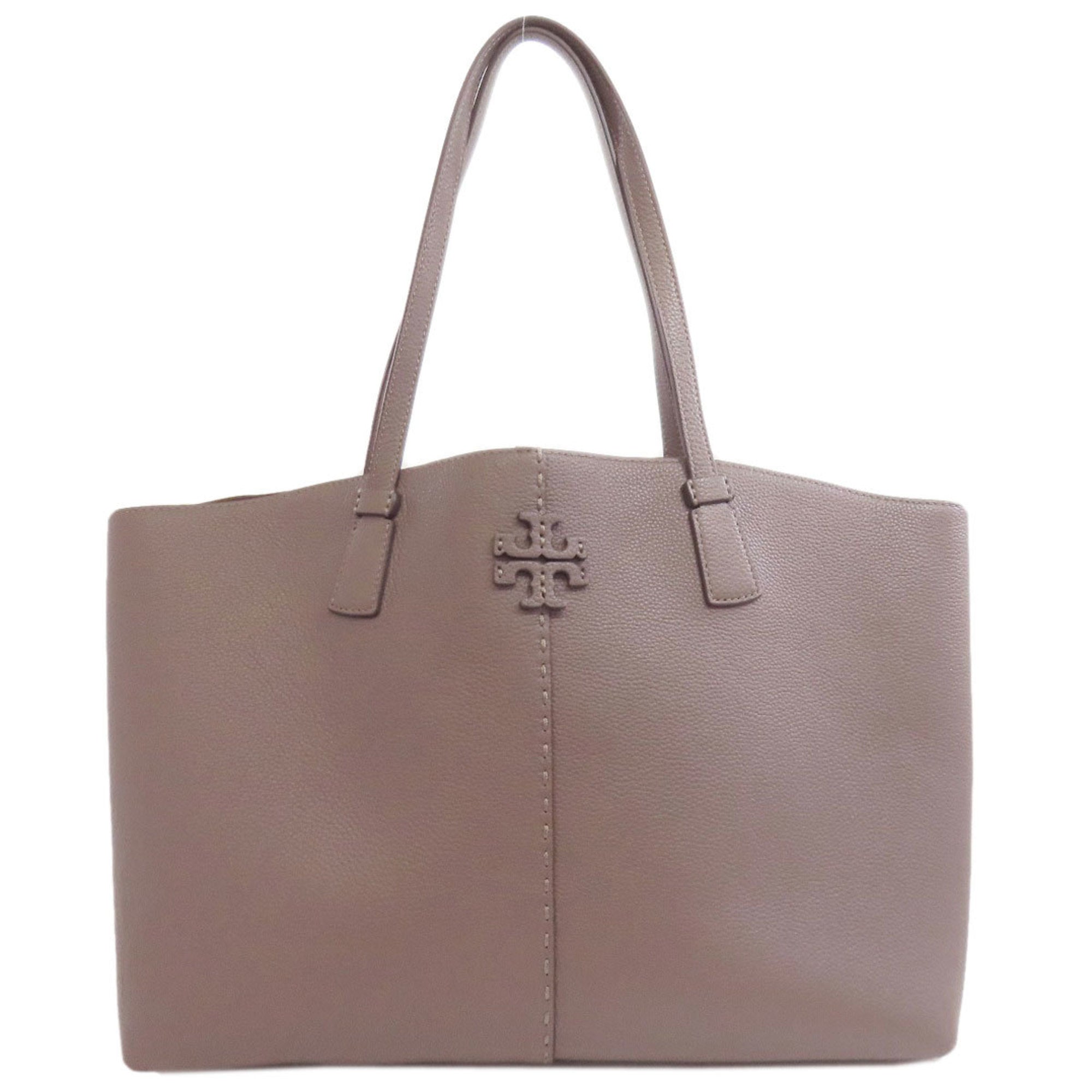Tory Burch Gray Leather Tote Bag (Pre-Owned)