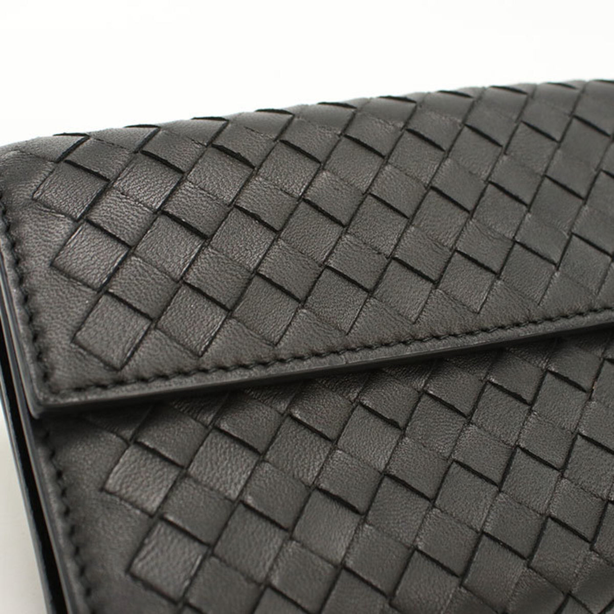 Bottega Veneta Black Leather Long Wallet (Bi-Fold) (Pre-Owned)
