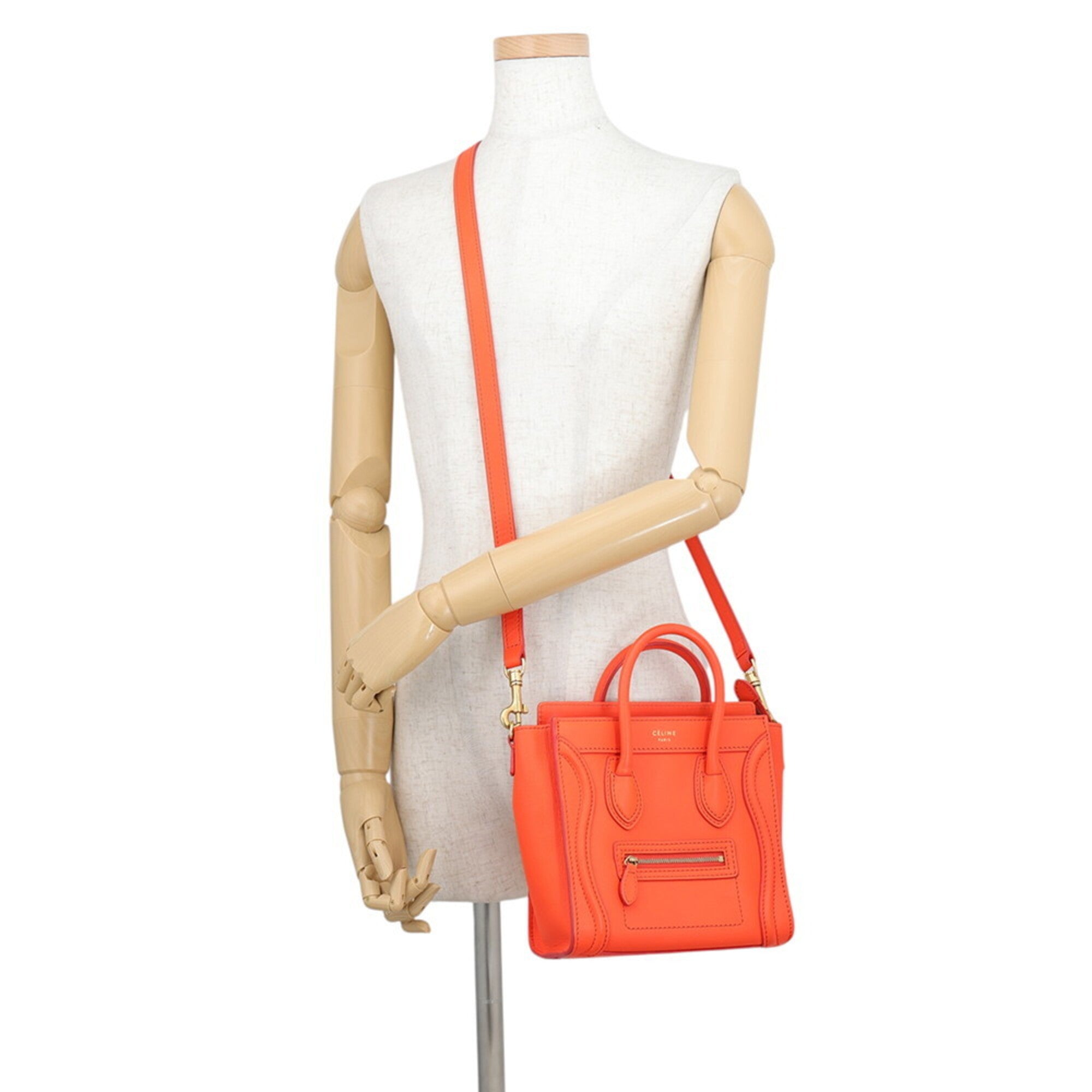 Celine Orange Leather Handbag Shoulder Bag (Pre-Owned)