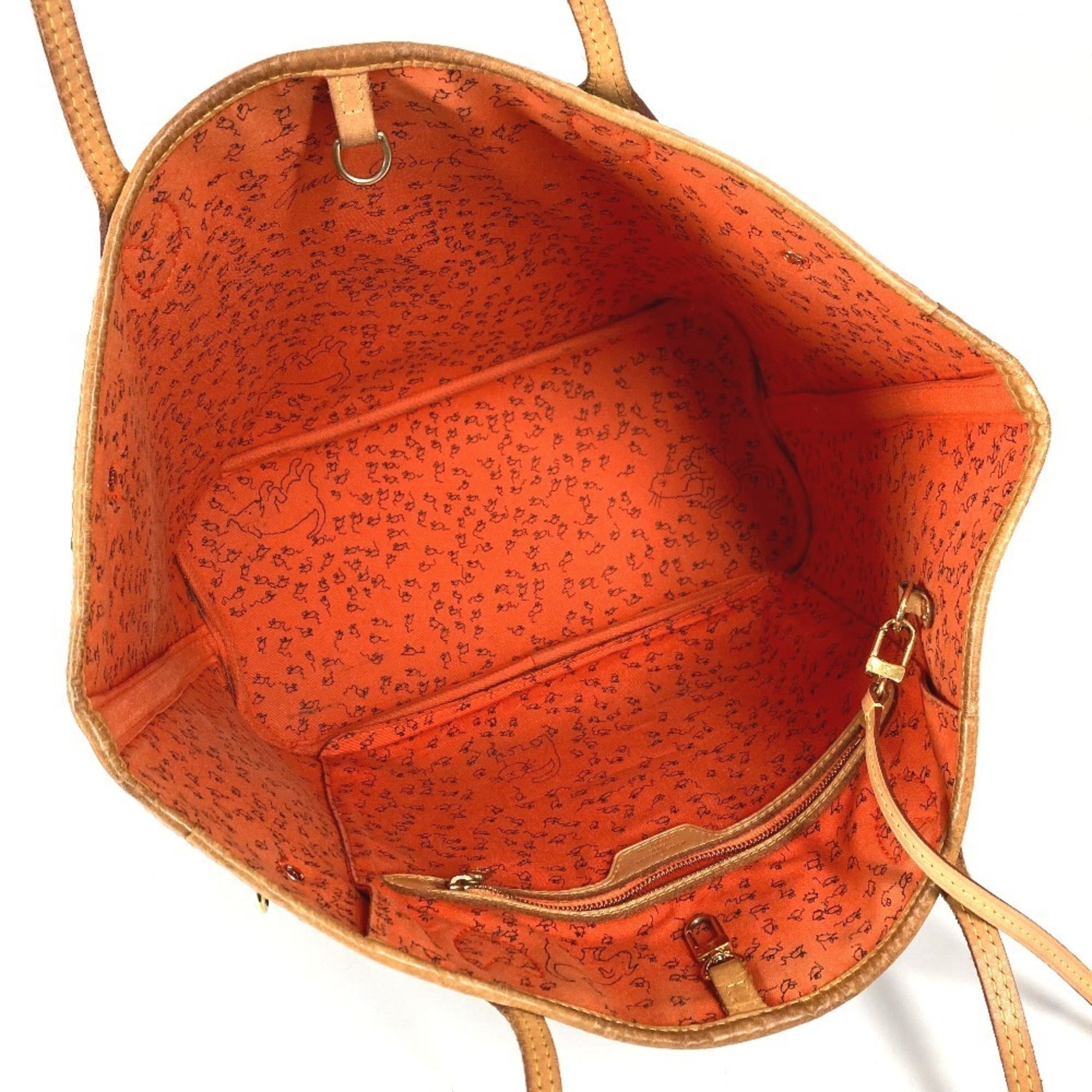 Louis Vuitton Brown Orange Monogram Leather Pouch Shoulder Bag Tote Bag (Pre-Owned)