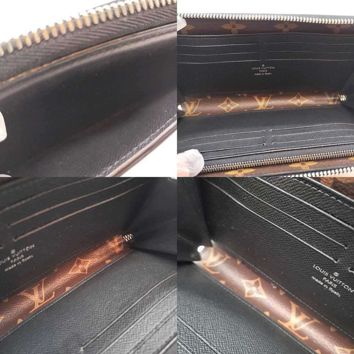 Louis Vuitton Monogram Macassar Black Brown Long Wallet (Bi-Fold) (Pre-Owned)