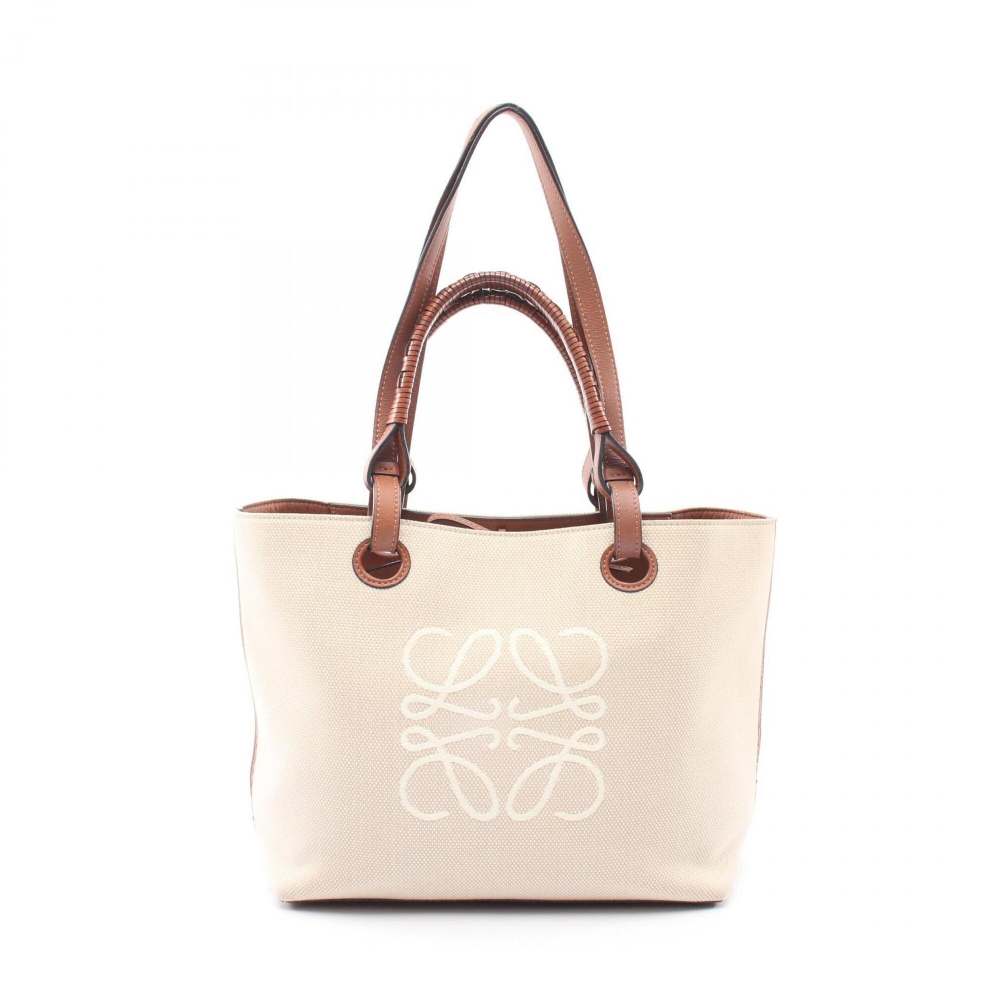 Loewe Beige Brown Canvas Handbag Tote Bag (Pre-Owned)