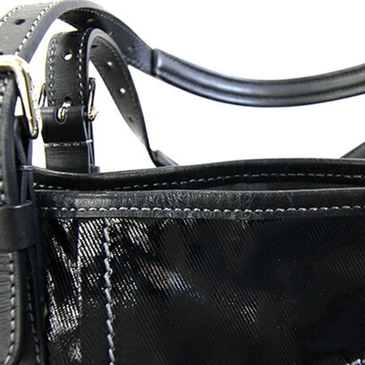 Tod's Black Coated Canvas Leather Tote Bag (Pre-Owned)