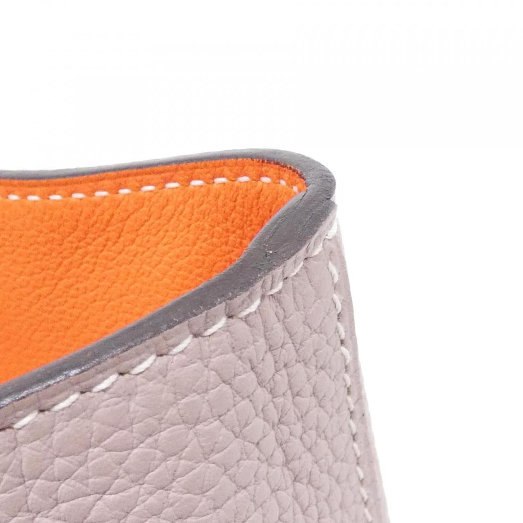 Hermes Beige Orange Poppy Taurillon Clemence Leather Handbag (Pre-Owned)