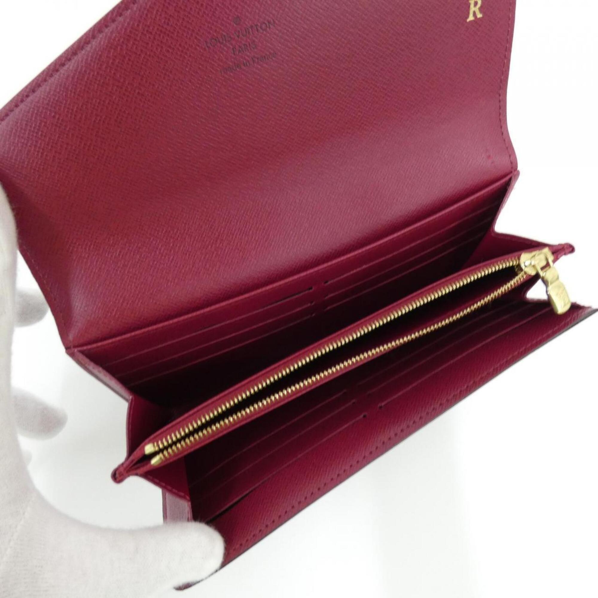 Louis Vuitton Fuchsia Marron Coated Canvas Long Wallet (Bi-Fold) (Pre-Owned)