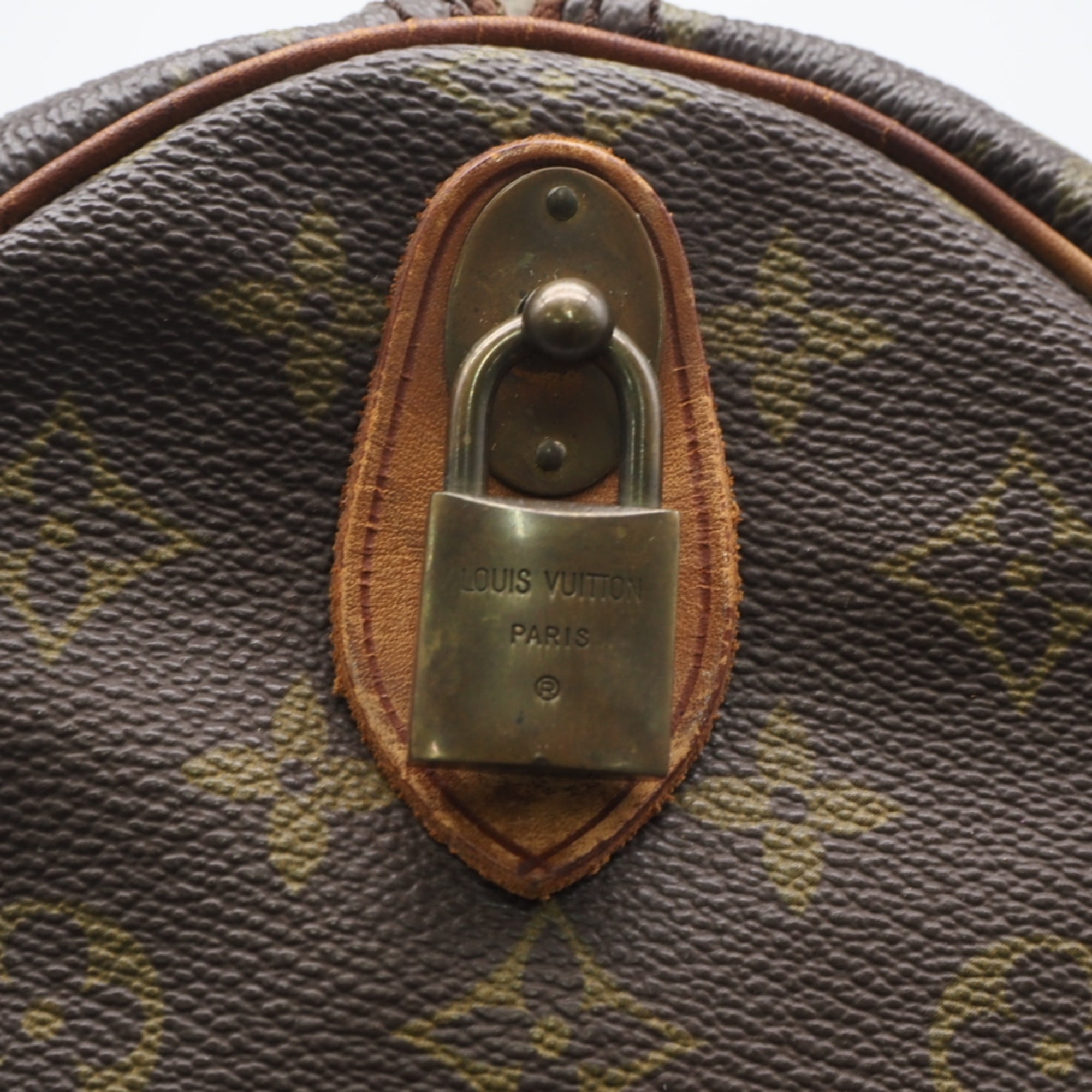 Louis Vuitton Beige Brown Coated Canvas Leather Boston Bag (Pre-Owned)