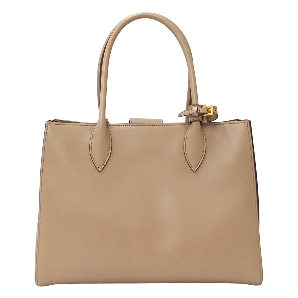Prada Pink Beige Leather Shoulder Bag Tote Bag (Pre-Owned)
