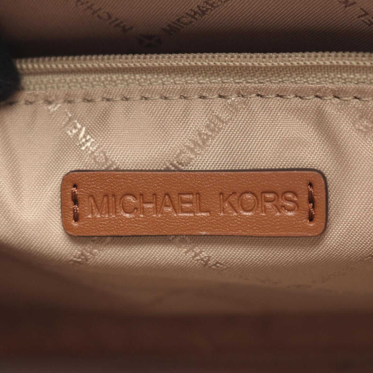 Michael Kors Brown White Leather Pvc Coated Canvas Handbag (Pre-Owned)