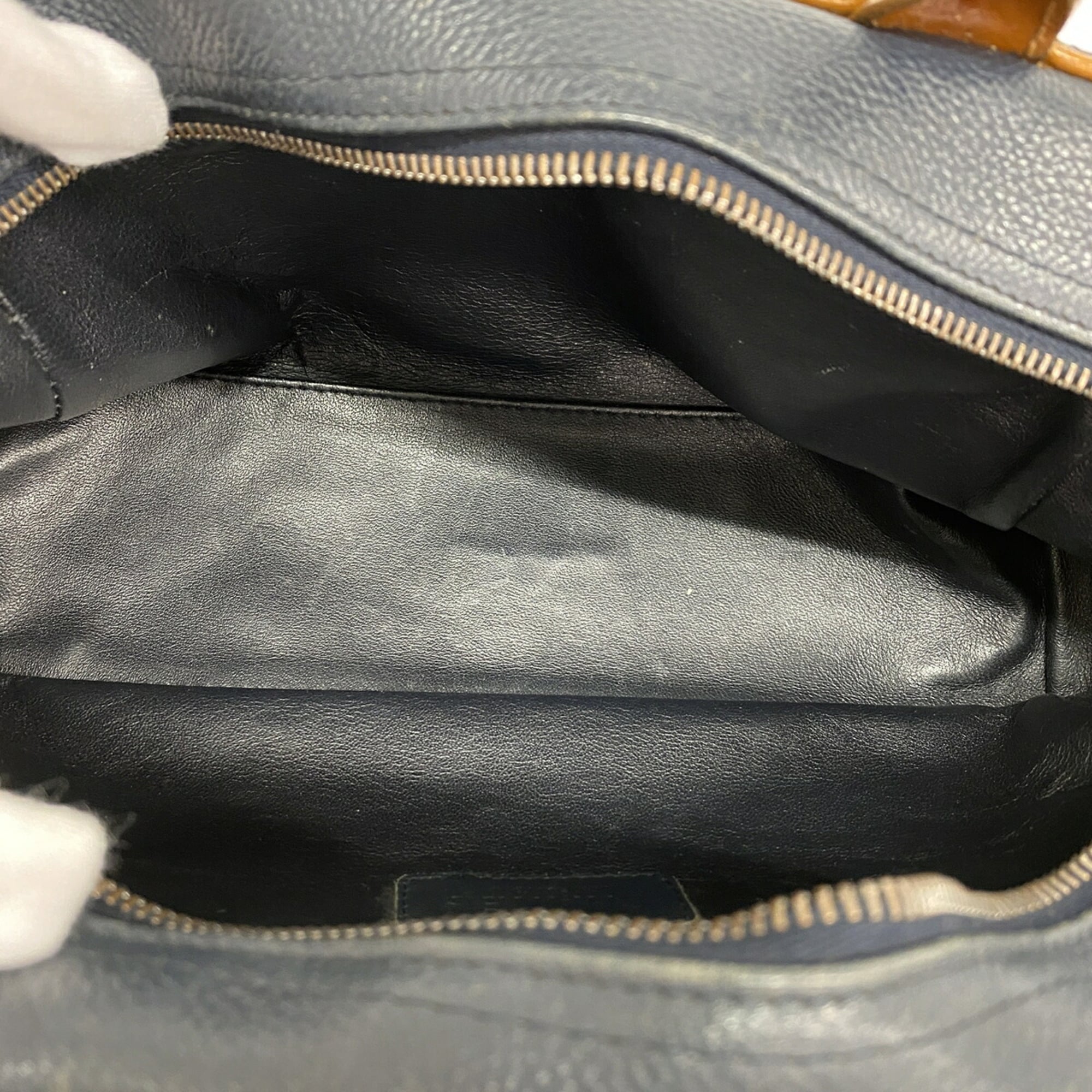Chanel Navy Patent Leather Leather Handbag (Pre-Owned)