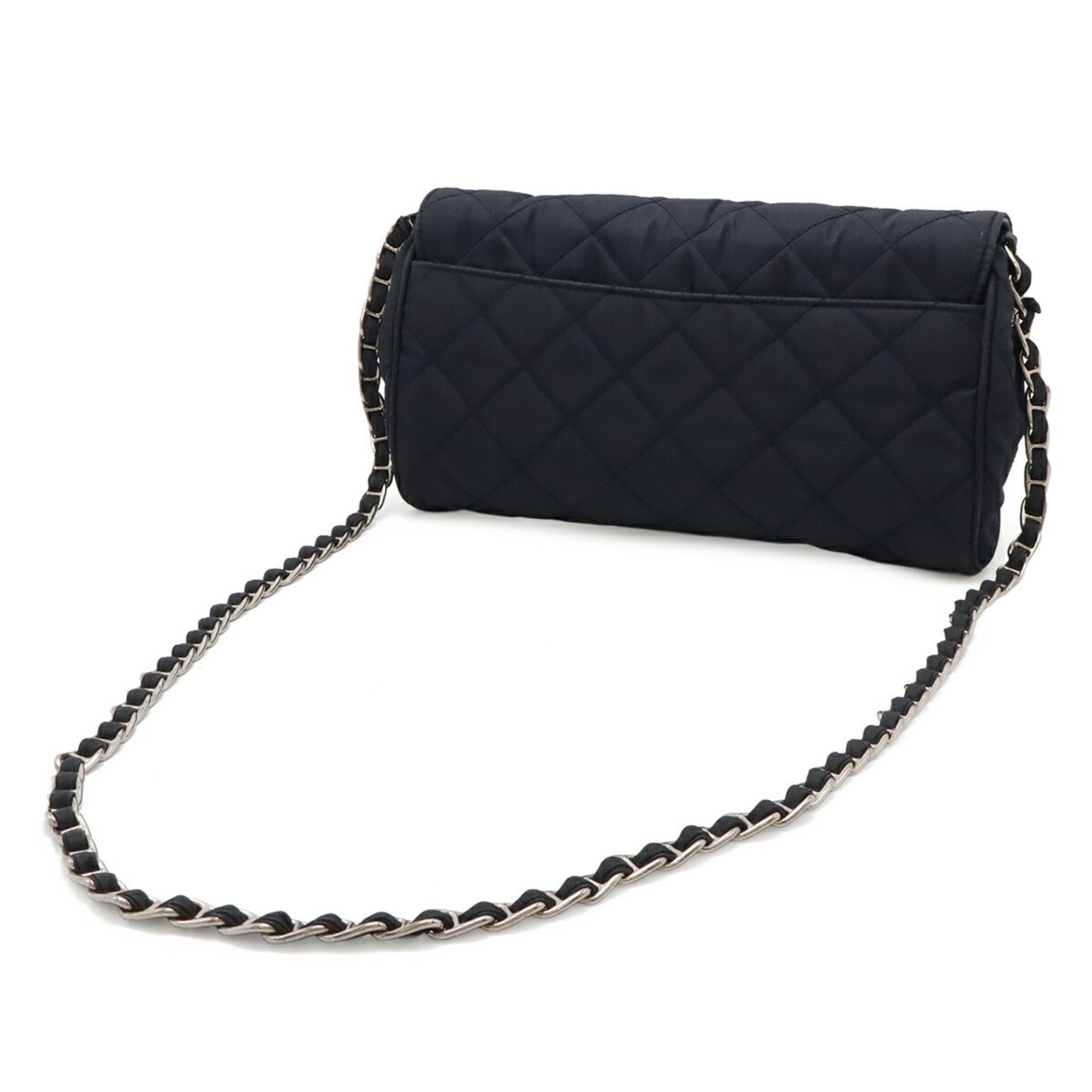 Prada Navy Nylon Leather Shoulder Bag (Pre-Owned)
