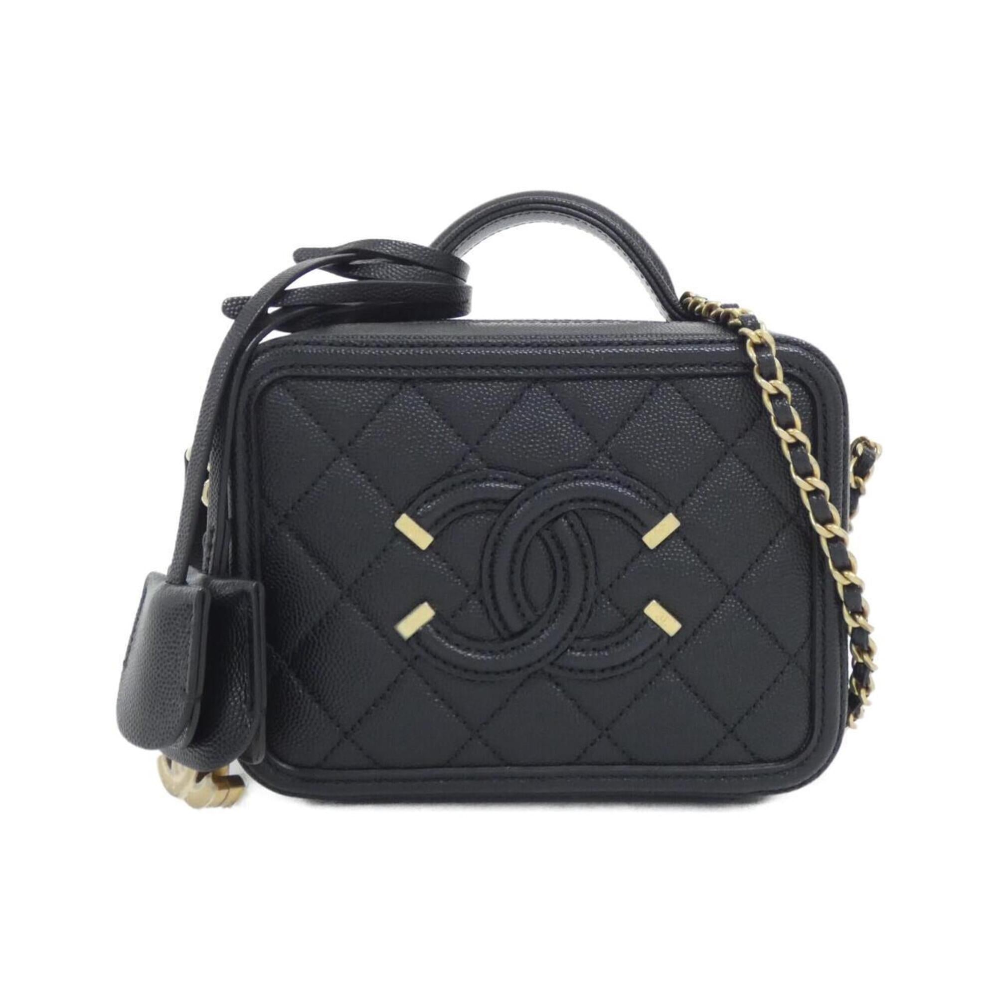 Chanel Black Grained Calfskin Handbag (Pre-Owned)