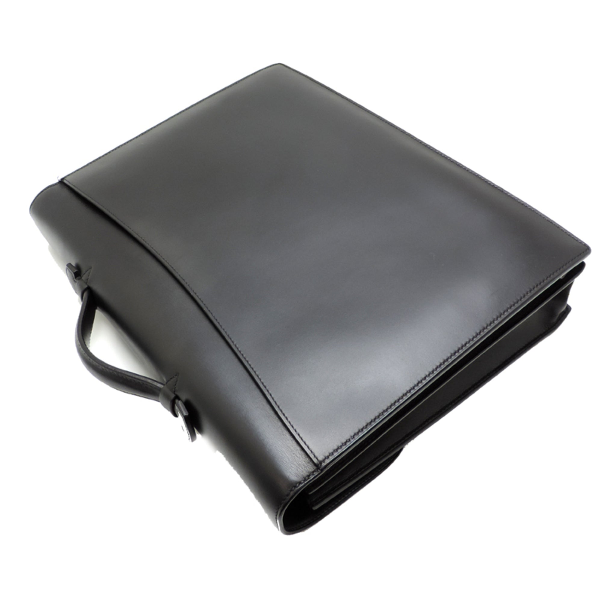 Hermes Black Noir Box Calf Leather Briefcase (Pre-Owned)