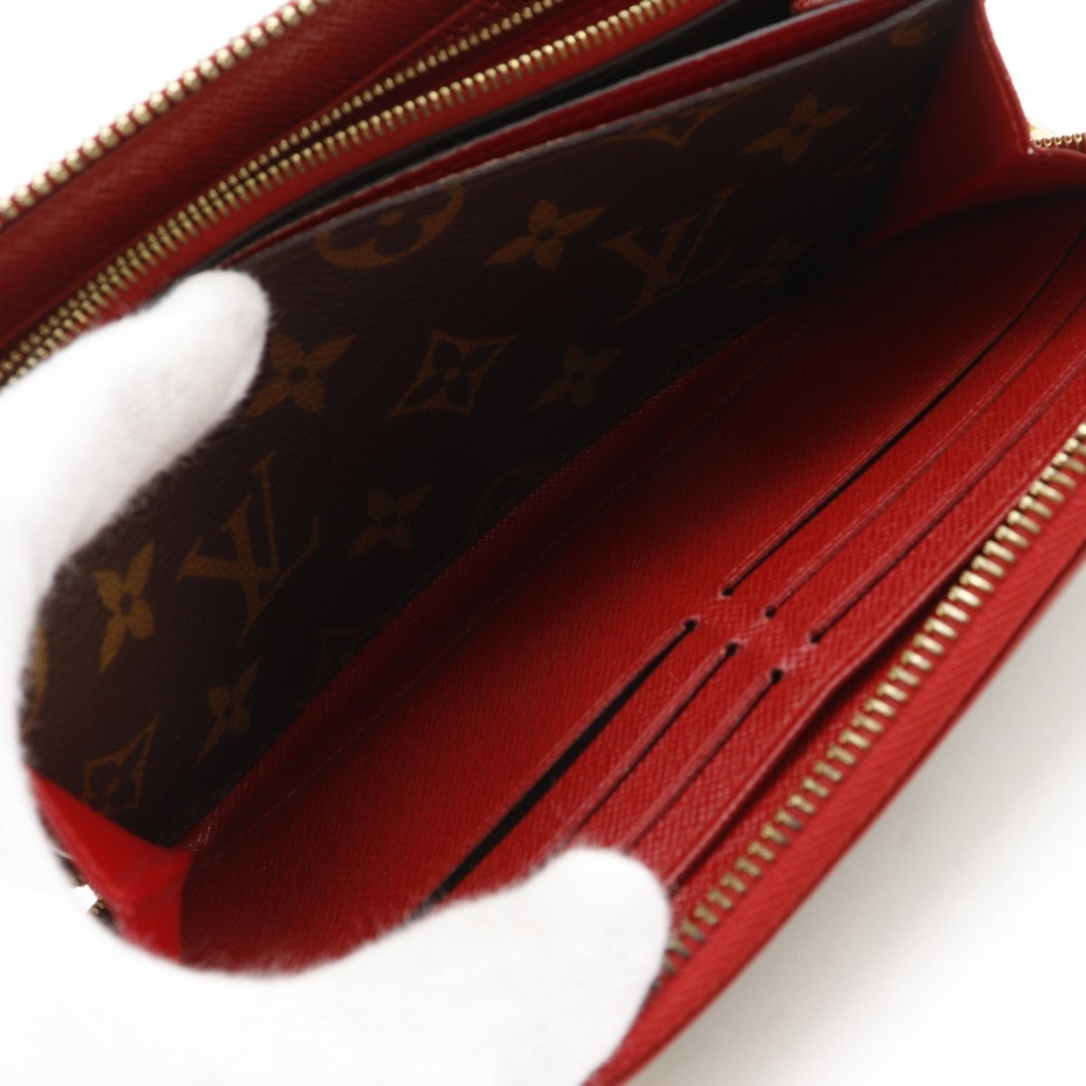 Louis Vuitton Brown Cerise Red Color Monogram Canvas Long Wallet (Bi-Fold) (Pre-Owned)