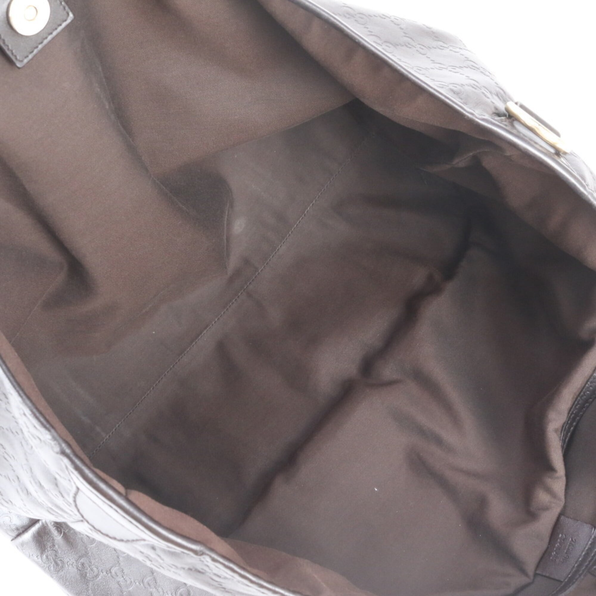 Gucci Black Brown Leather Handbag Shoulder Bag Tote Bag (Pre-Owned)