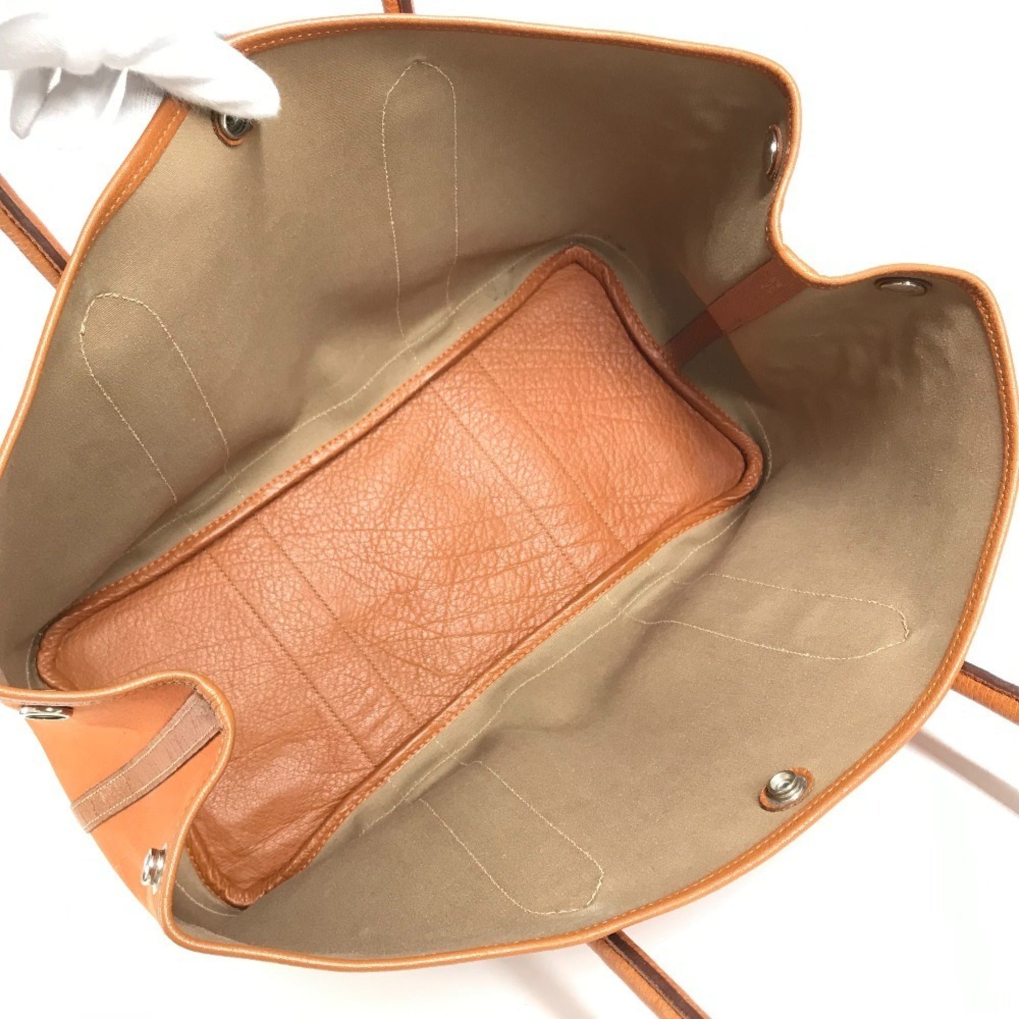 Hermes Orange Negonda Leather Canvas Handbag Shoulder Bag Tote Bag (Pre-Owned)