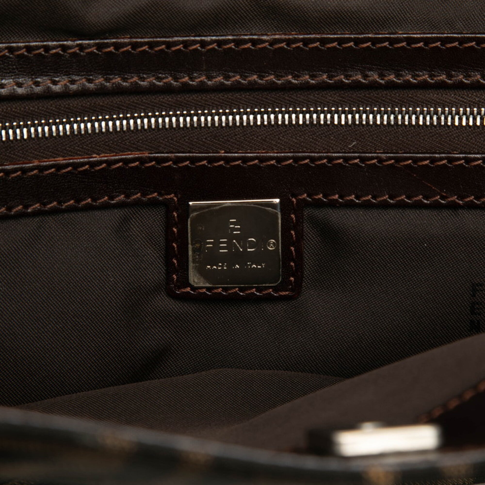 Fendi Brown Canvas Leather Handbag Tote Bag (Pre-Owned)