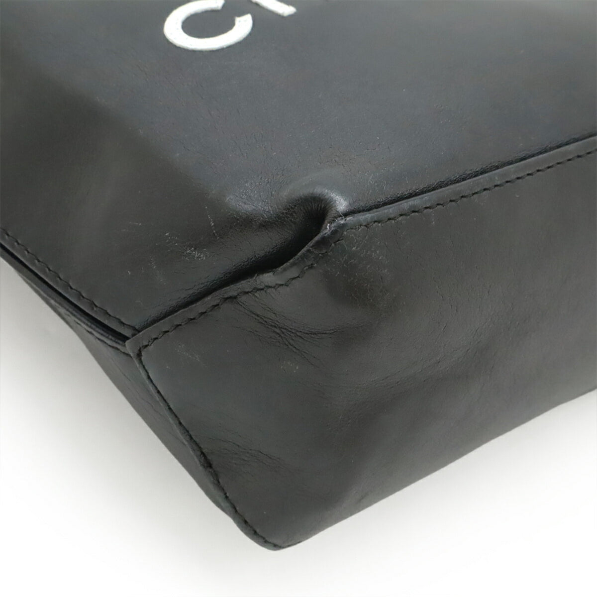Chanel Black White Leather Handbag Tote Bag (Pre-Owned)
