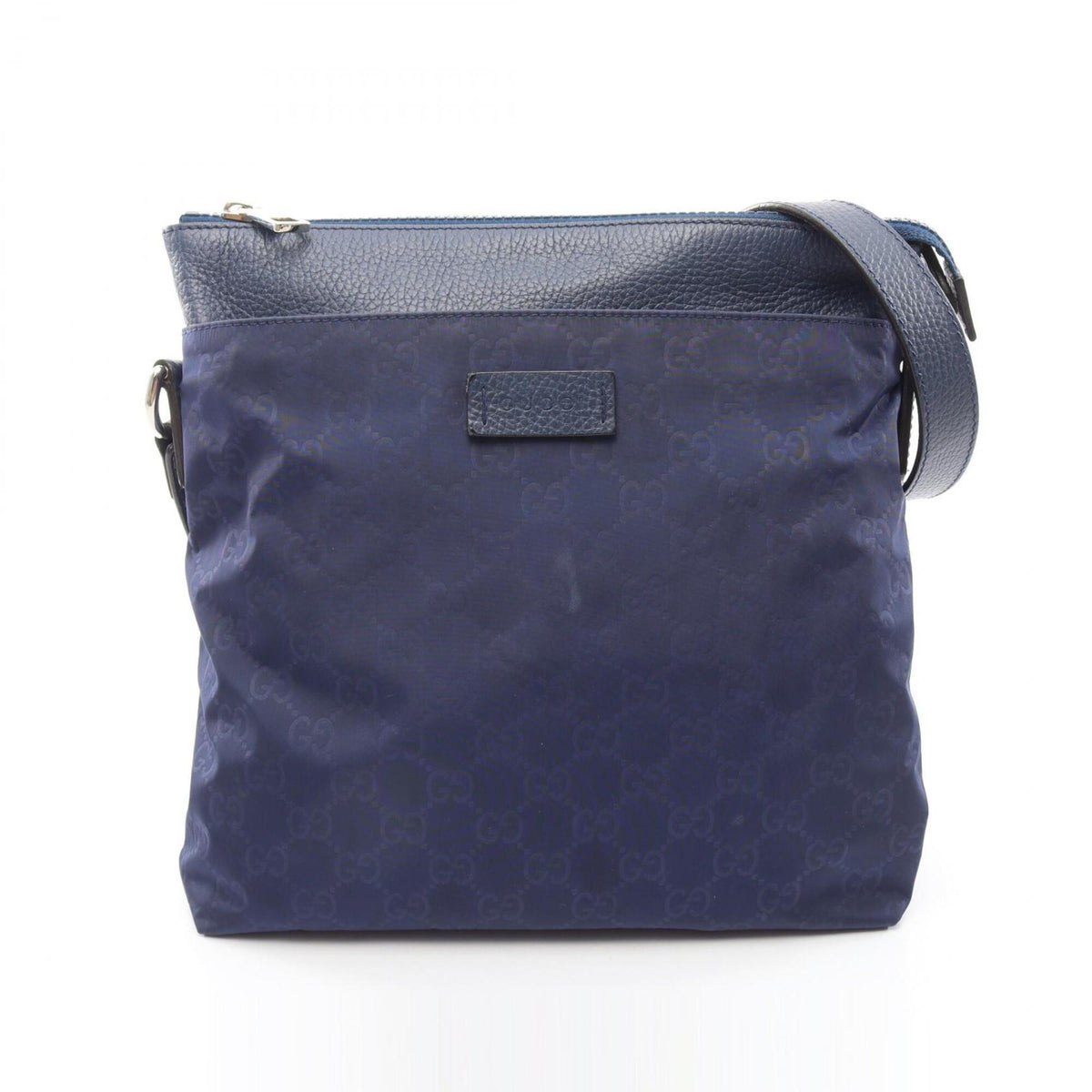 Gucci Blue Nylon Leather Handbag Shoulder Bag (Pre-Owned)