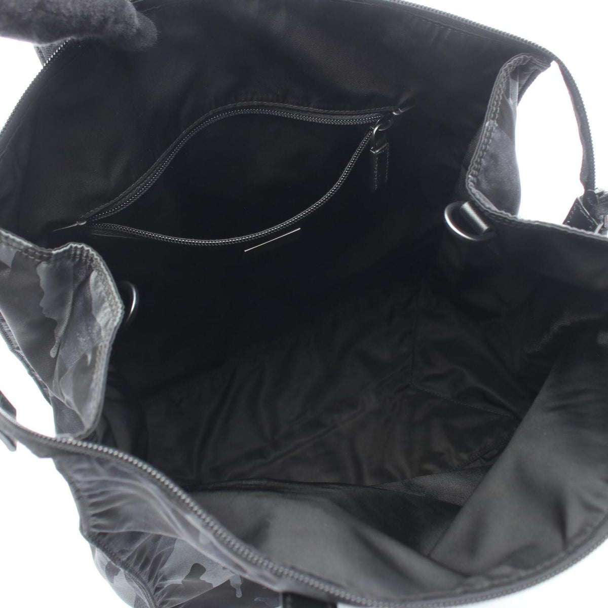 Prada Black Multi-Color Nylon Leather Handbag Tote Bag (Pre-Owned)