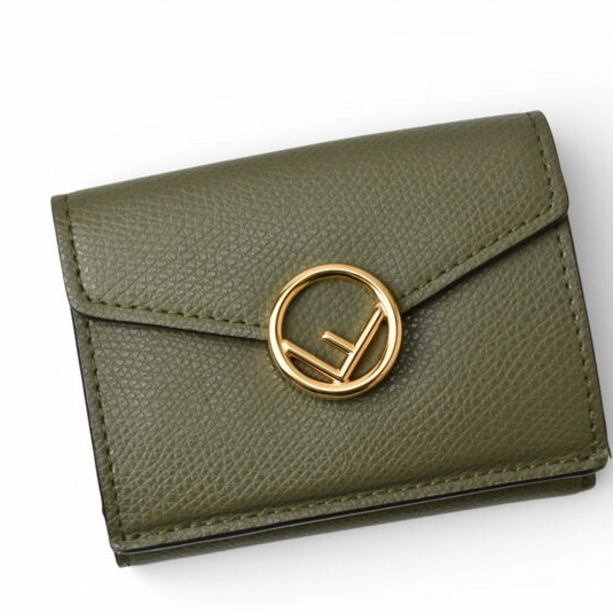 Fendi Khaki Leather Wallet (Tri-Fold) (Pre-Owned)