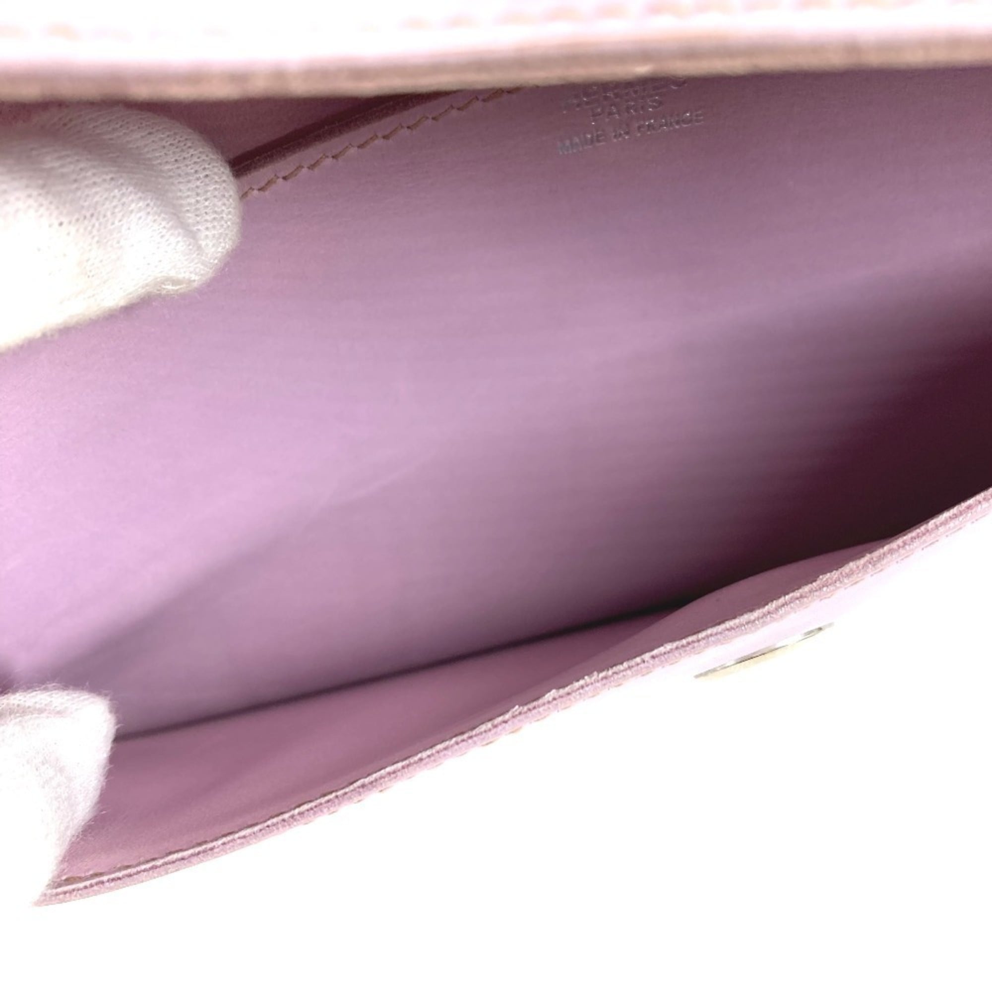 Hermes Pink Purple Leather Clutch Bag Handbag Pouch (Pre-Owned)