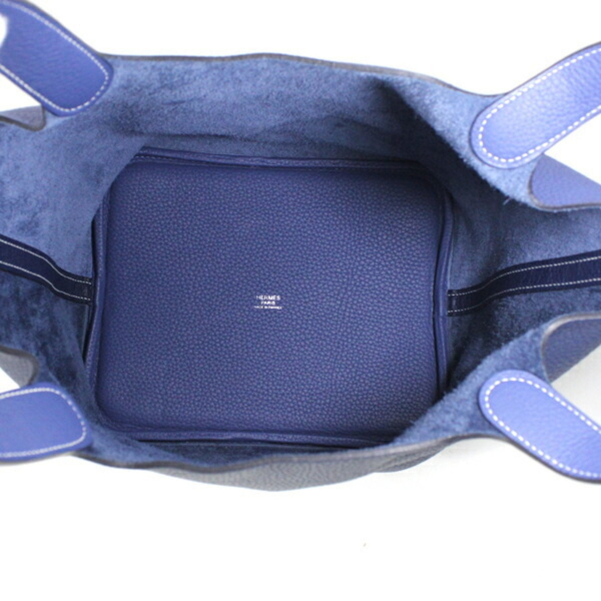 Hermes Bleu Saphir Taurillon Clemence Leather Handbag Tote Bag (Pre-Owned)