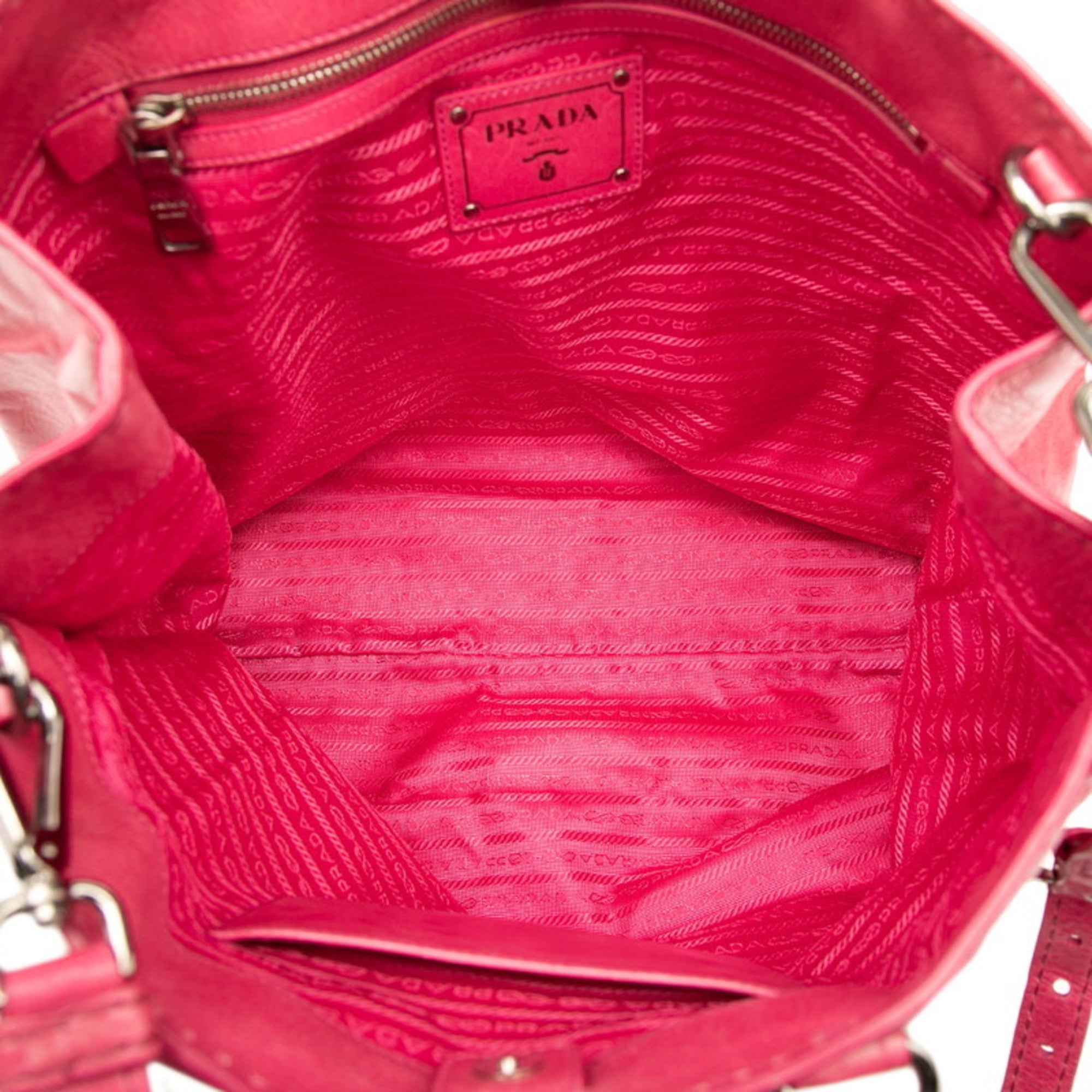 Prada Pink Leather Handbag Shoulder Bag (Pre-Owned)