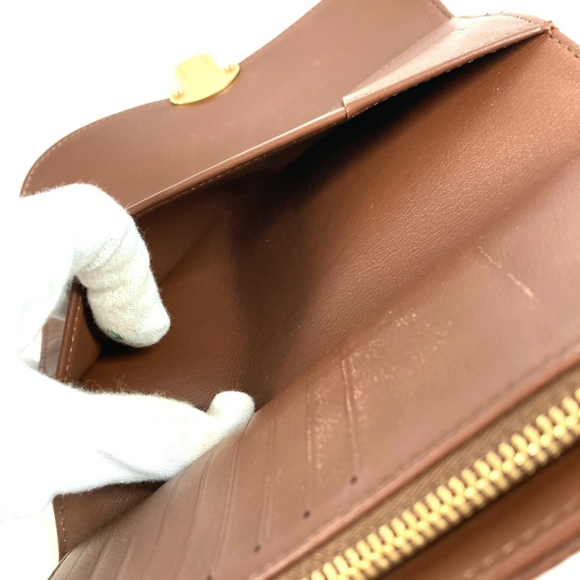 Louis Vuitton Brown Mahina Leather Long Wallet (Tri-Fold) (Pre-Owned)