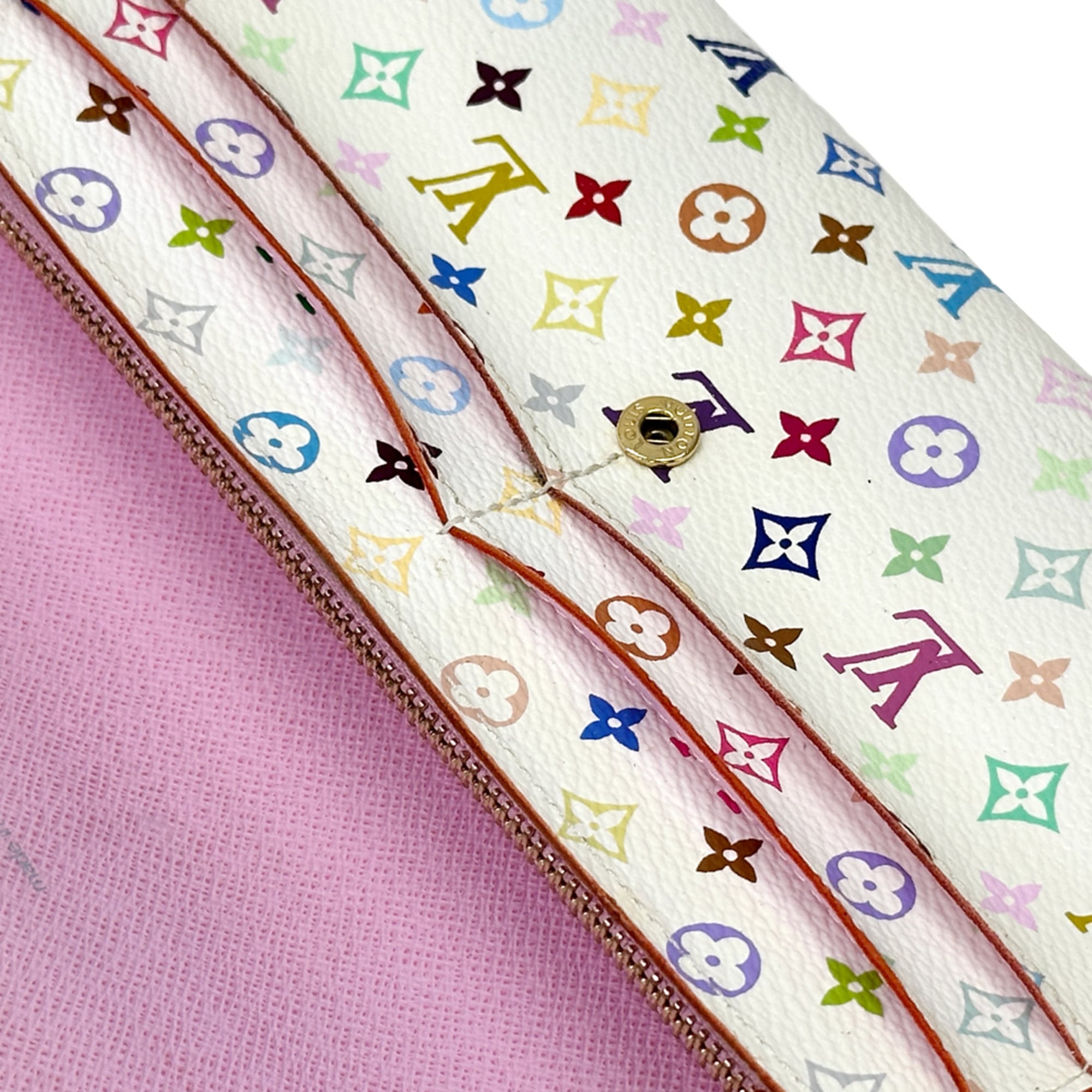 Louis Vuitton Litchi Pink White Monogram Multicolore Long Wallet (Bi-Fold) (Pre-Owned)