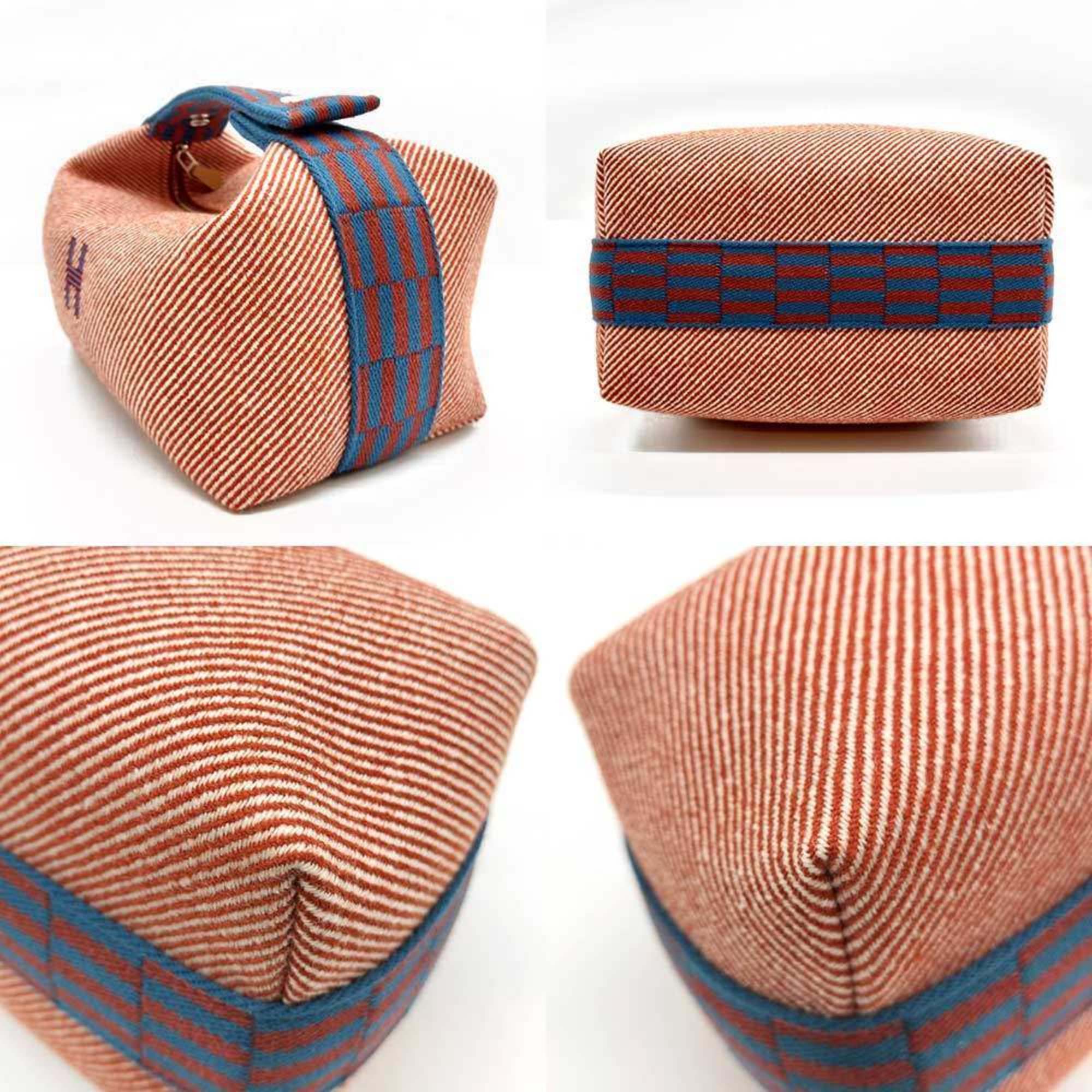 Hermes Blue Orange Red Color Canvas Handbag Pouch (Pre-Owned)