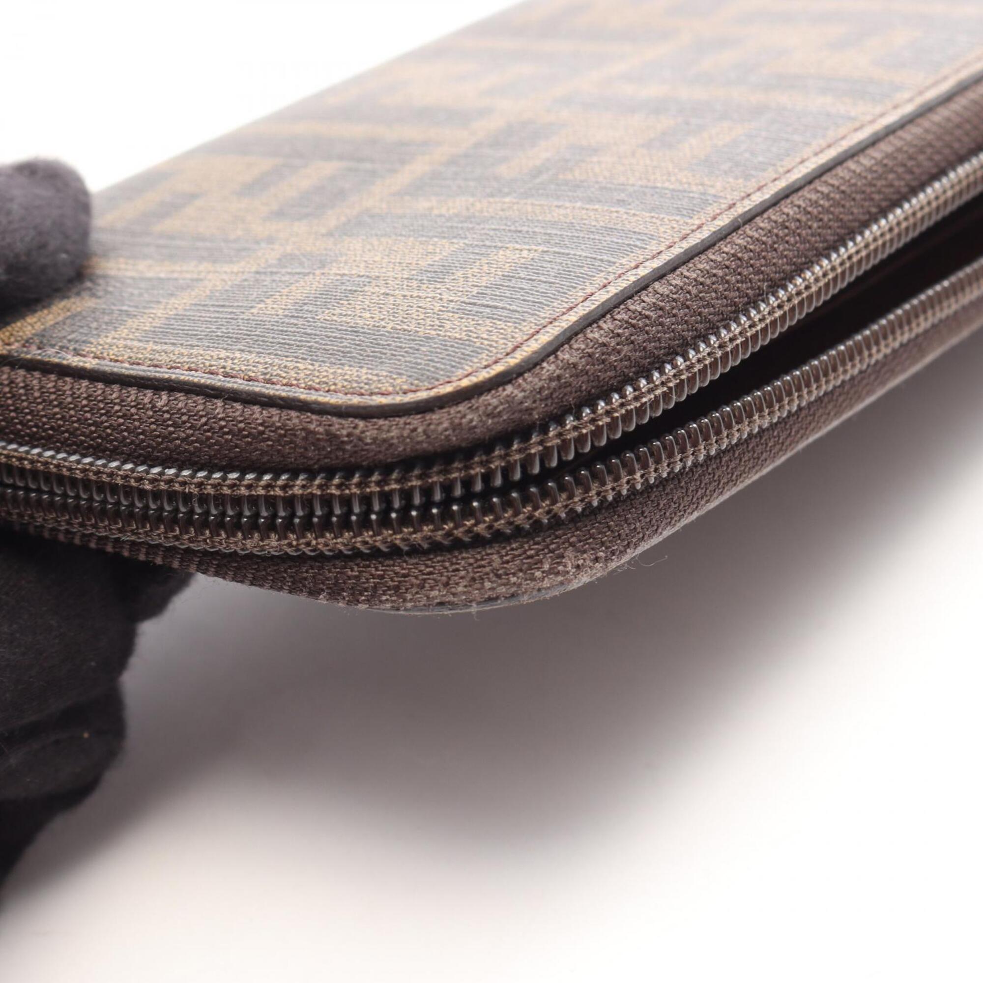 Fendi Black Brown Leather Pvc Long Wallet (Bi-Fold) (Pre-Owned)