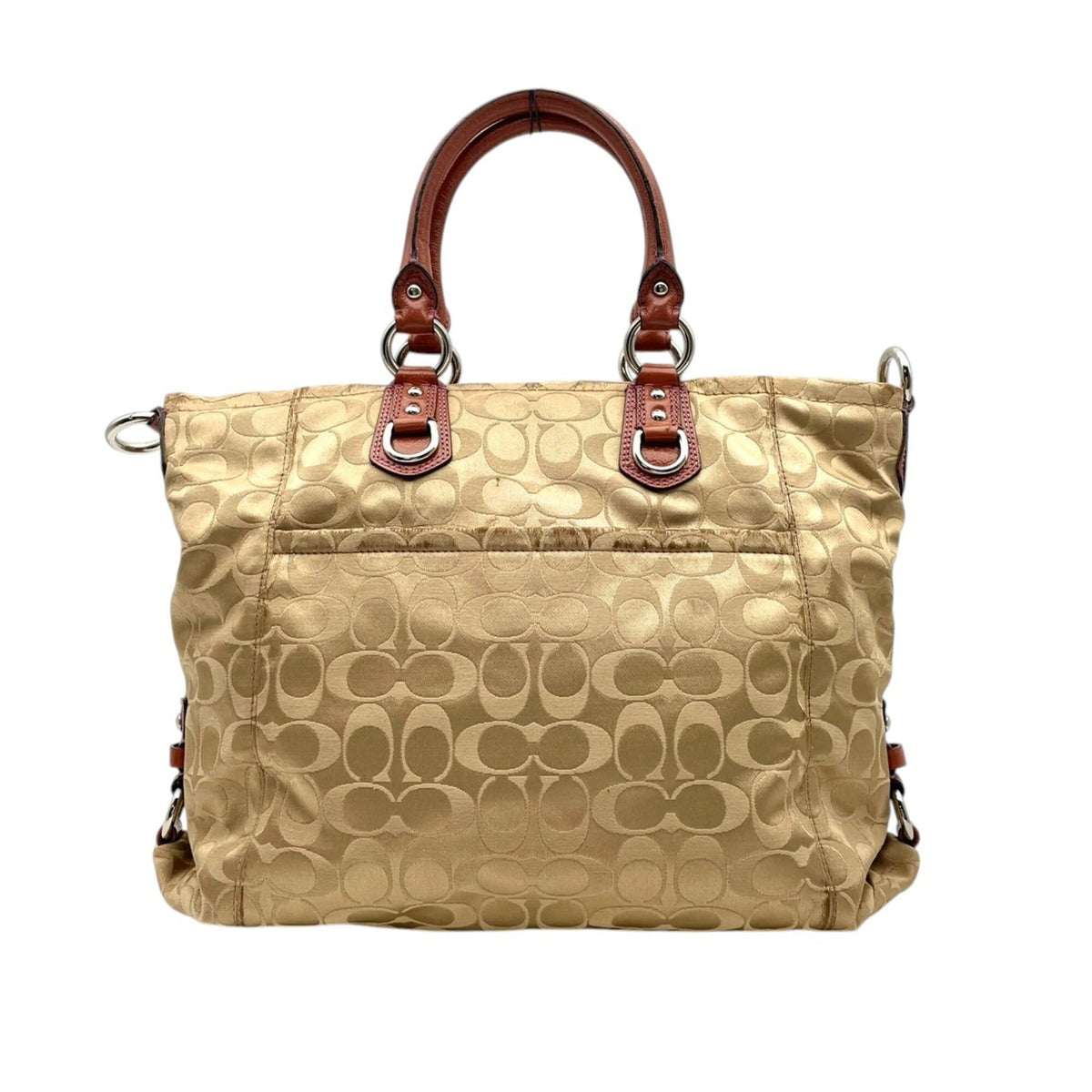 Coach Beige Brown Leather Handbag Shoulder Bag Tote Bag (Pre-Owned)