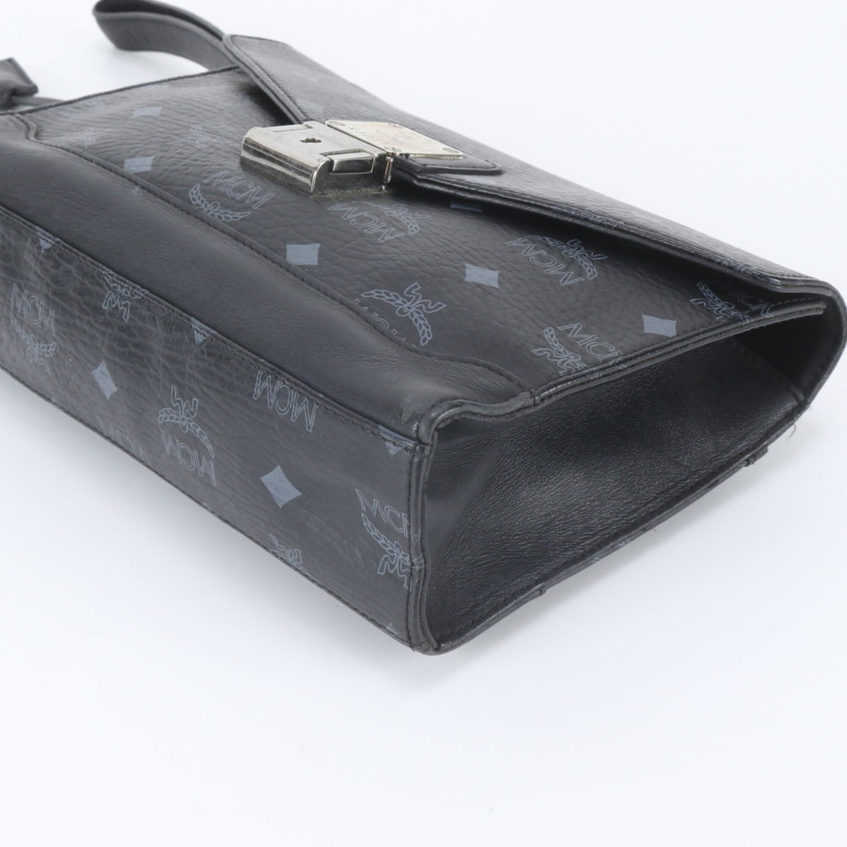 Mcm Black Leather Coated Canvas Clutch Bag Pouch (Pre-Owned)