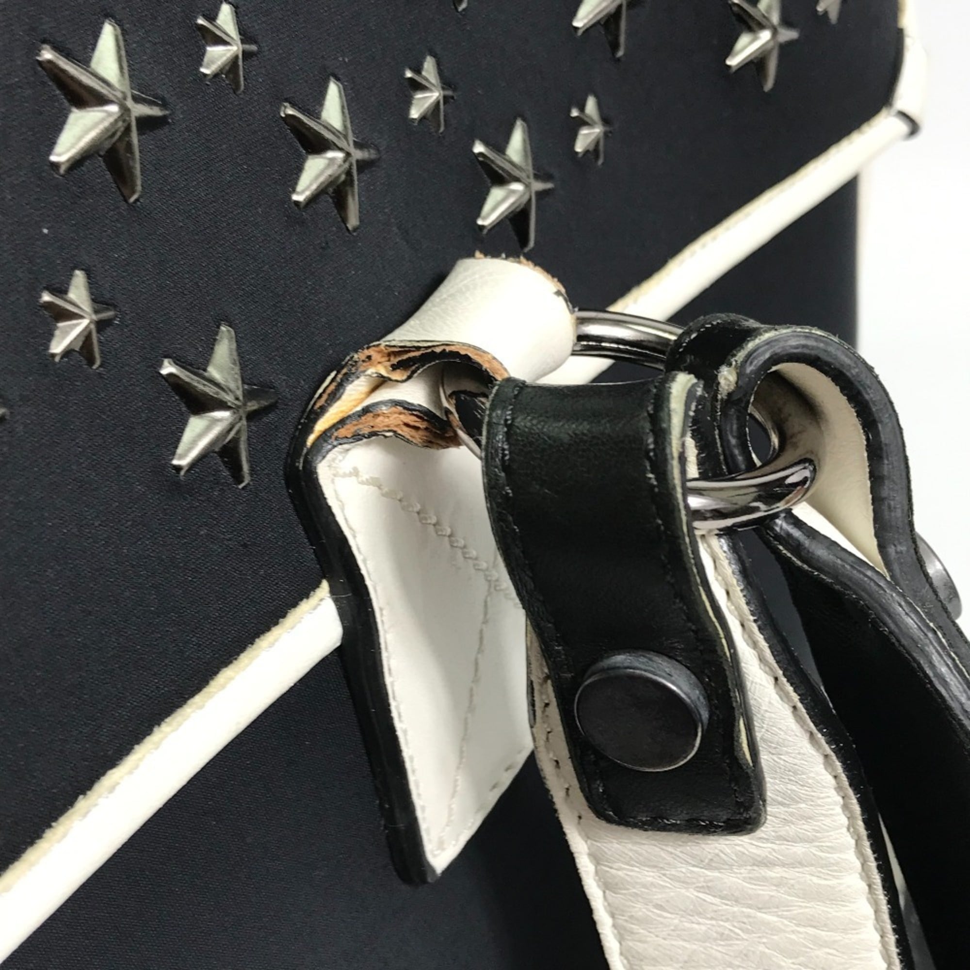 Jimmy Choo Black White Leather Jersey Backpack (Pre-Owned)