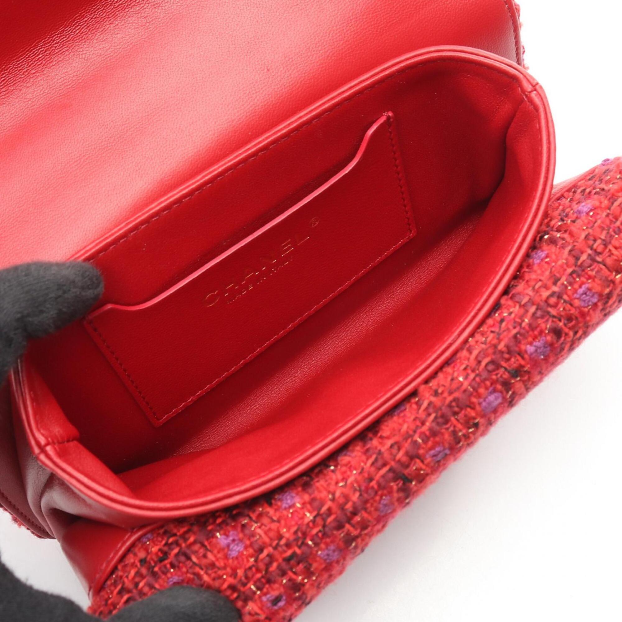 Chanel Red Color Fabric Handbag Shoulder Bag (Pre-Owned)