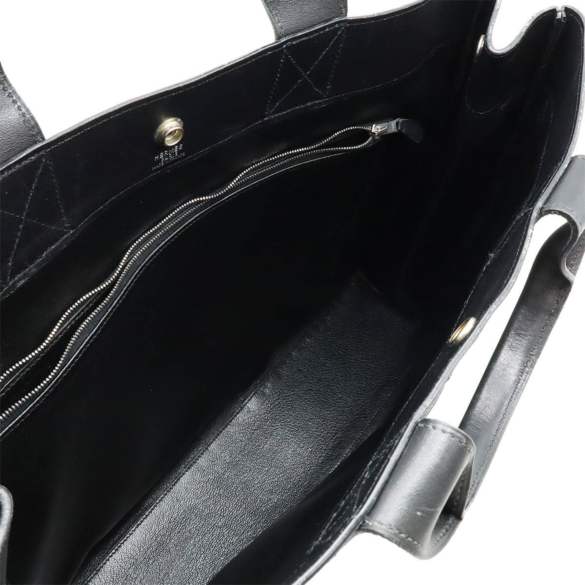 Hermes Fourre Tout Black Leather Handbag Tote Bag (Pre-Owned)