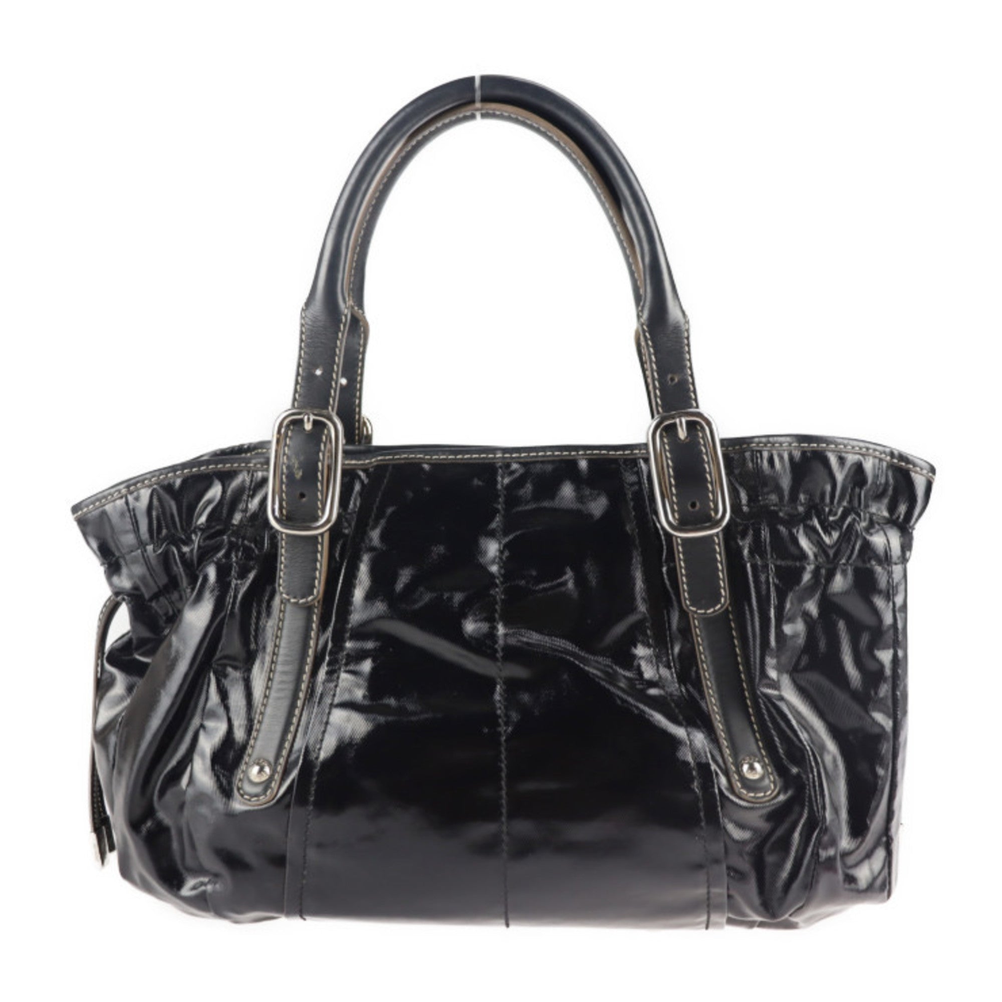 Tod's Black Pvc Handbag Shopping Bag Shoulder Bag Tote Bag (Pre-Owned)