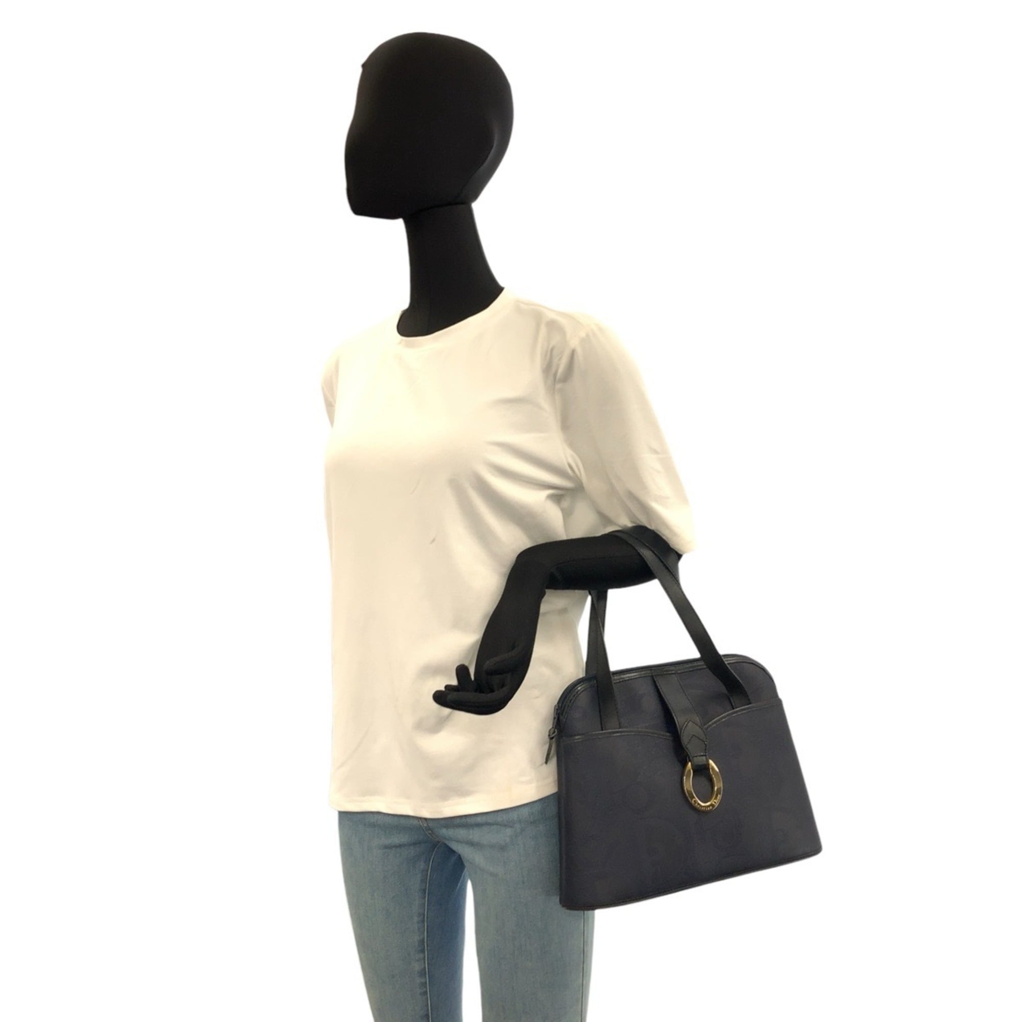 Christian Dior Navy Pvc Leather Handbag Shoulder Bag (Pre-Owned)