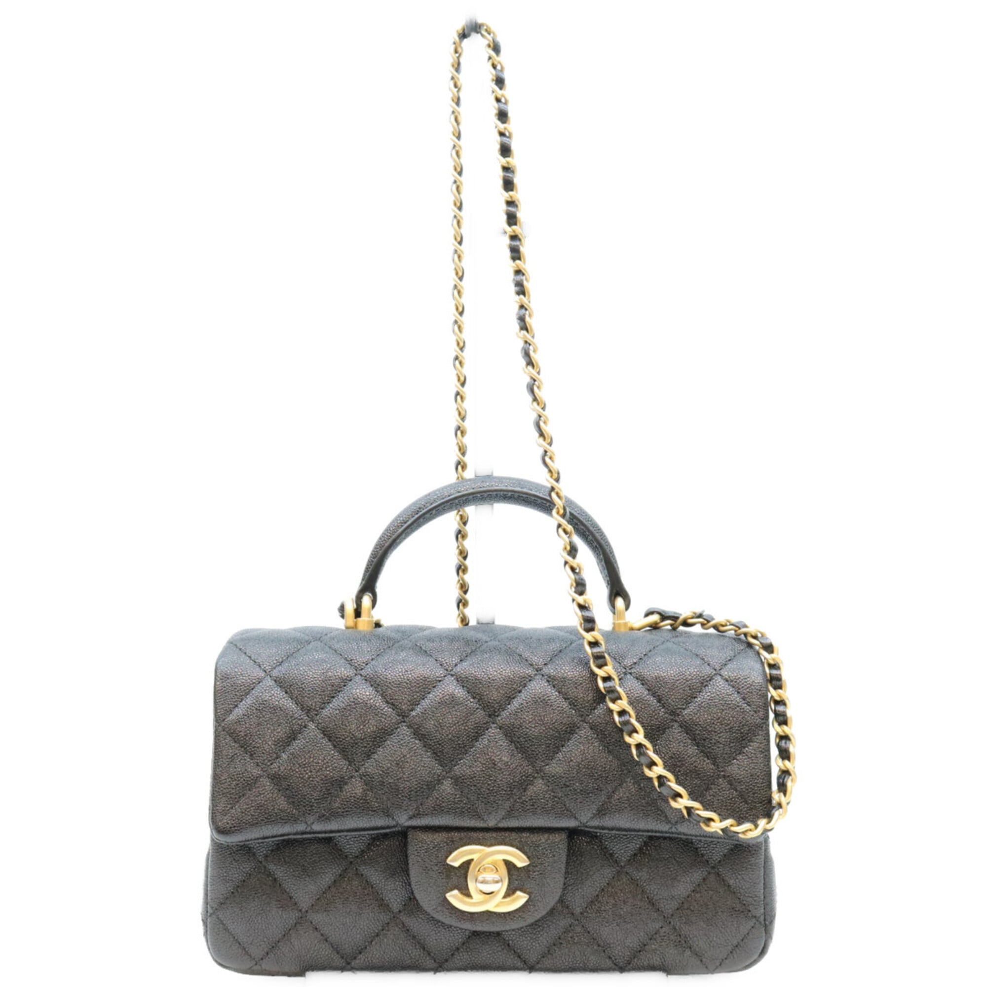 Chanel Black Grained Calfskin Shoulder Bag (Pre-Owned)