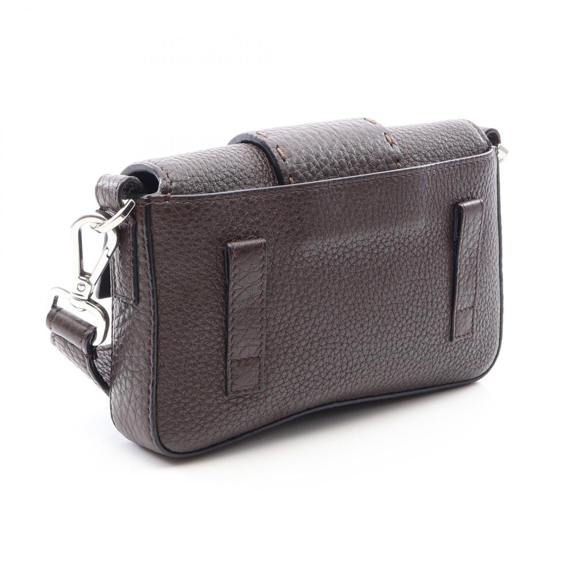 Fendi Brown Leather Handbag Shoulder Bag (Pre-Owned)