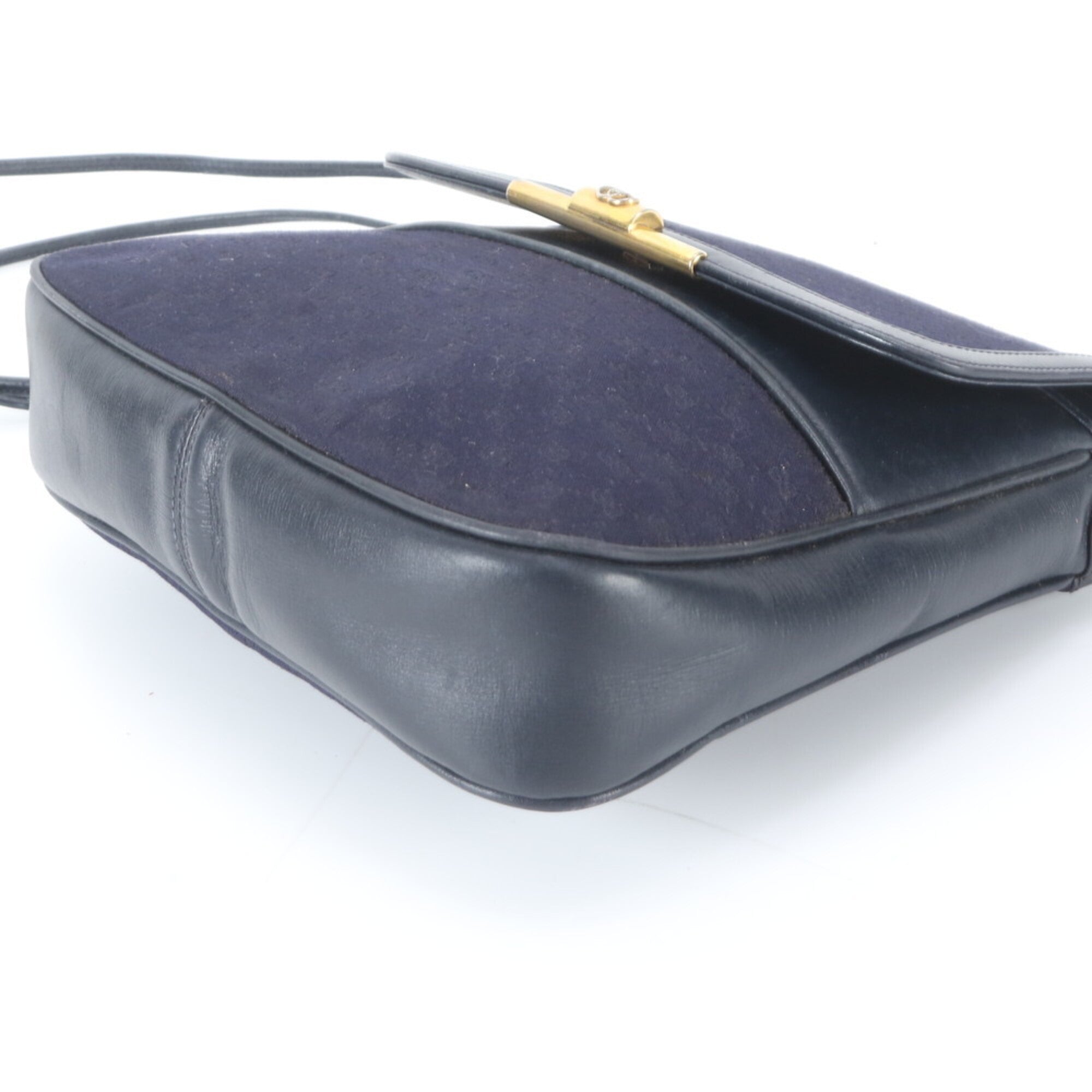 Gucci Microguccissima Navy Leather Canvas Handbag Shoulder Bag (Pre-Owned)