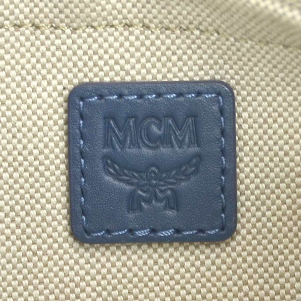 Mcm Blue Canvas Leather Shoulder Bag (Pre-Owned)