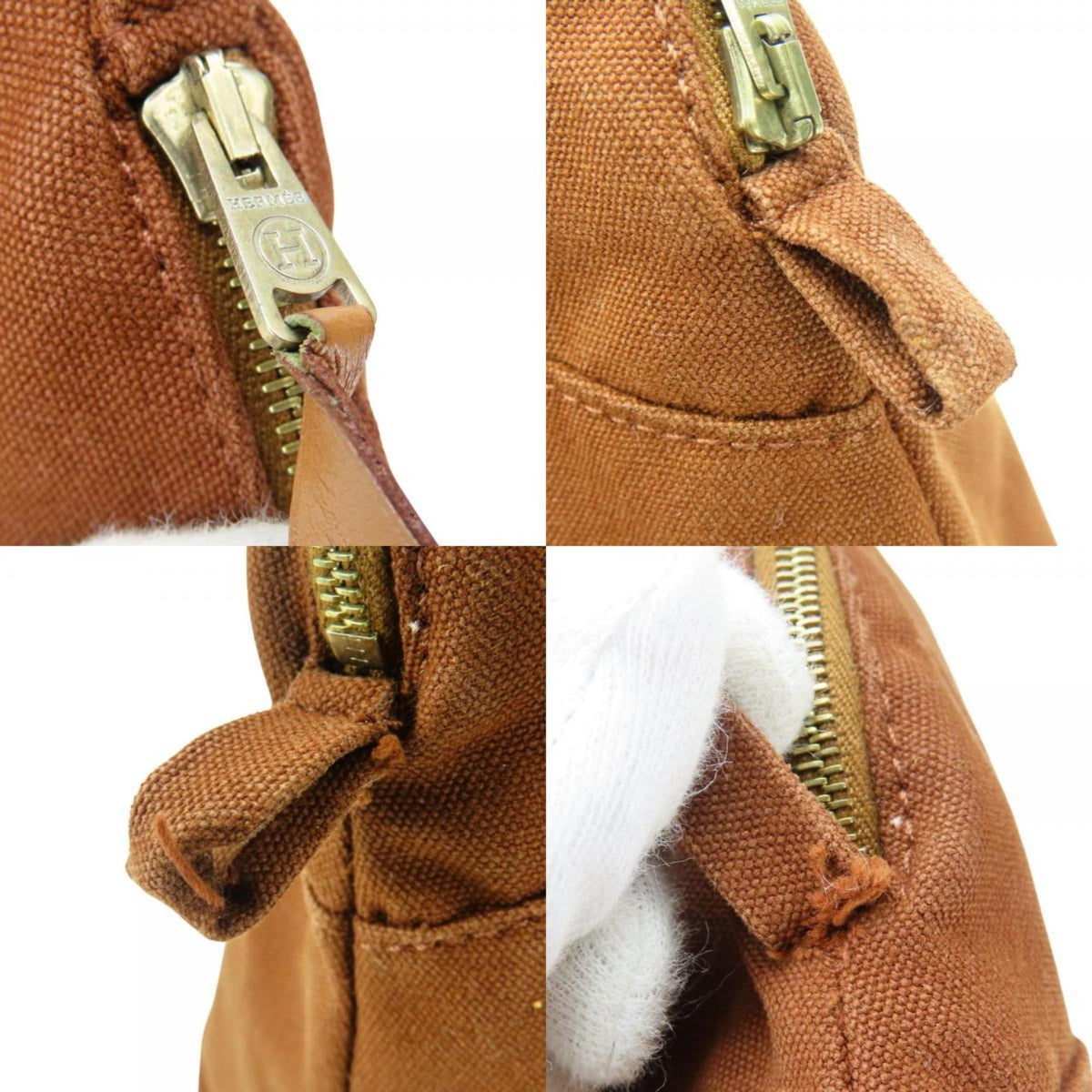 Hermes Kara Brown Cotton Pouch (Pre-Owned)
