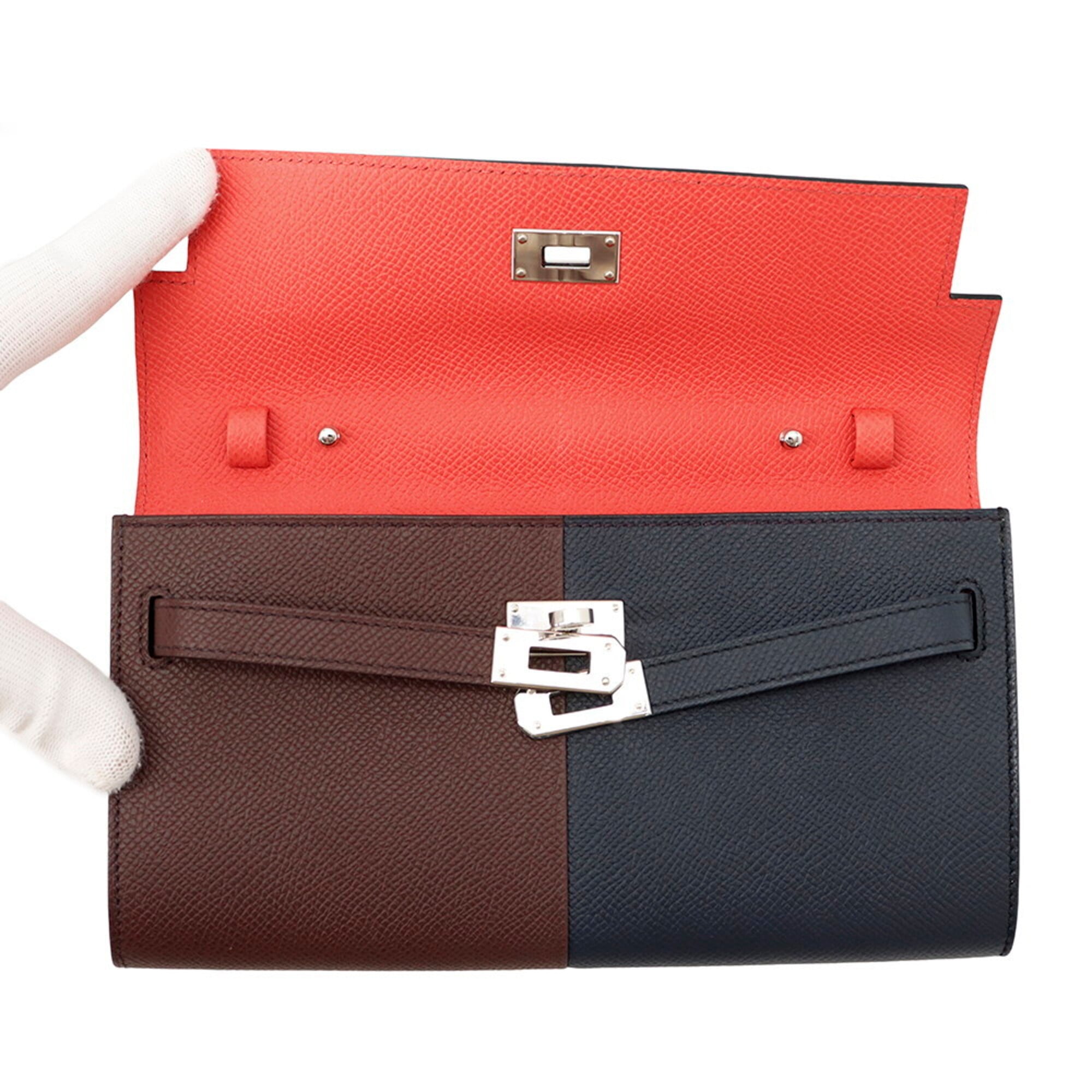 Hermes Kelly Blue Indigo Epsom Leather Chain/Shoulder Wallet (Pre-Owned)