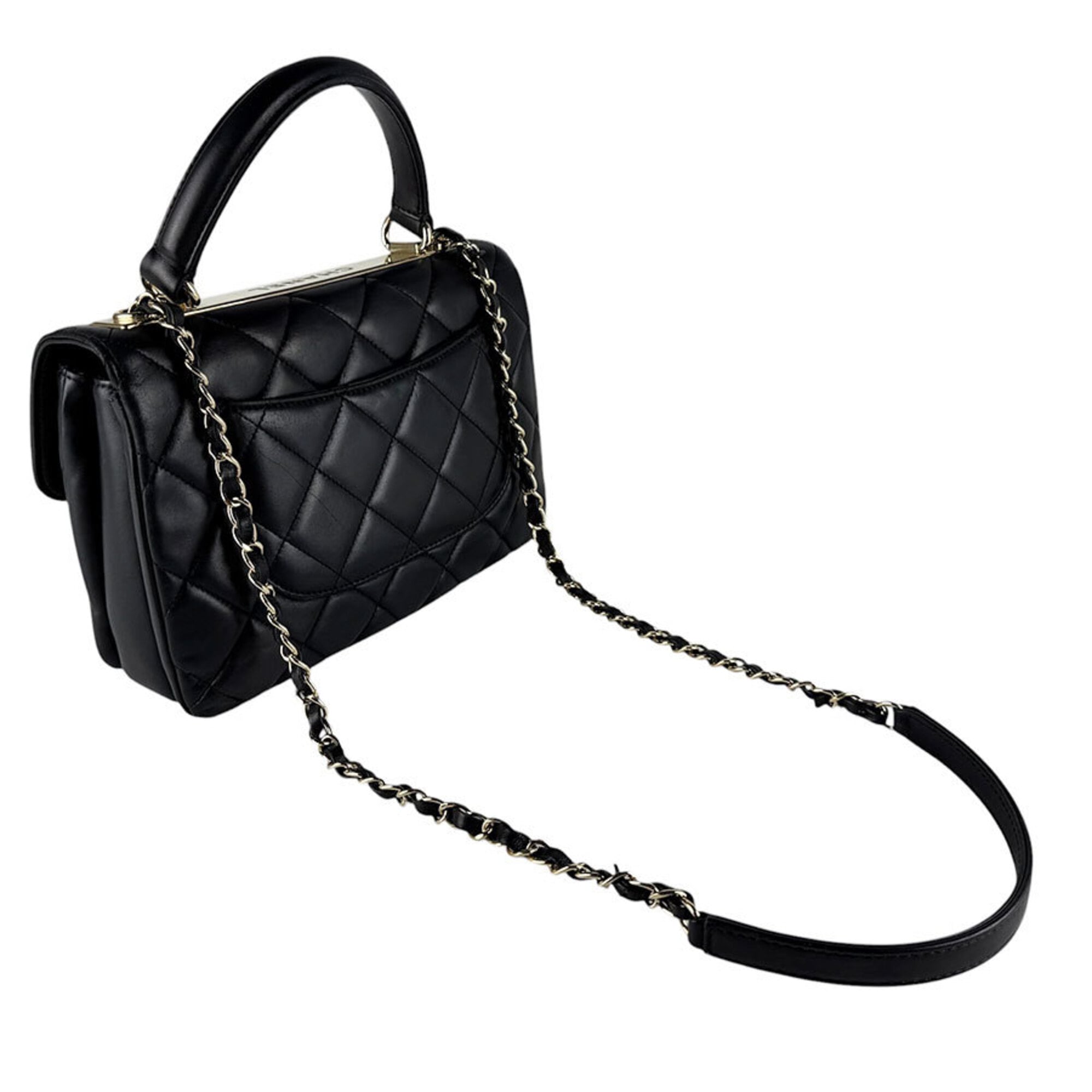 Chanel Black Leather Handbag Shoulder Bag (Pre-Owned)