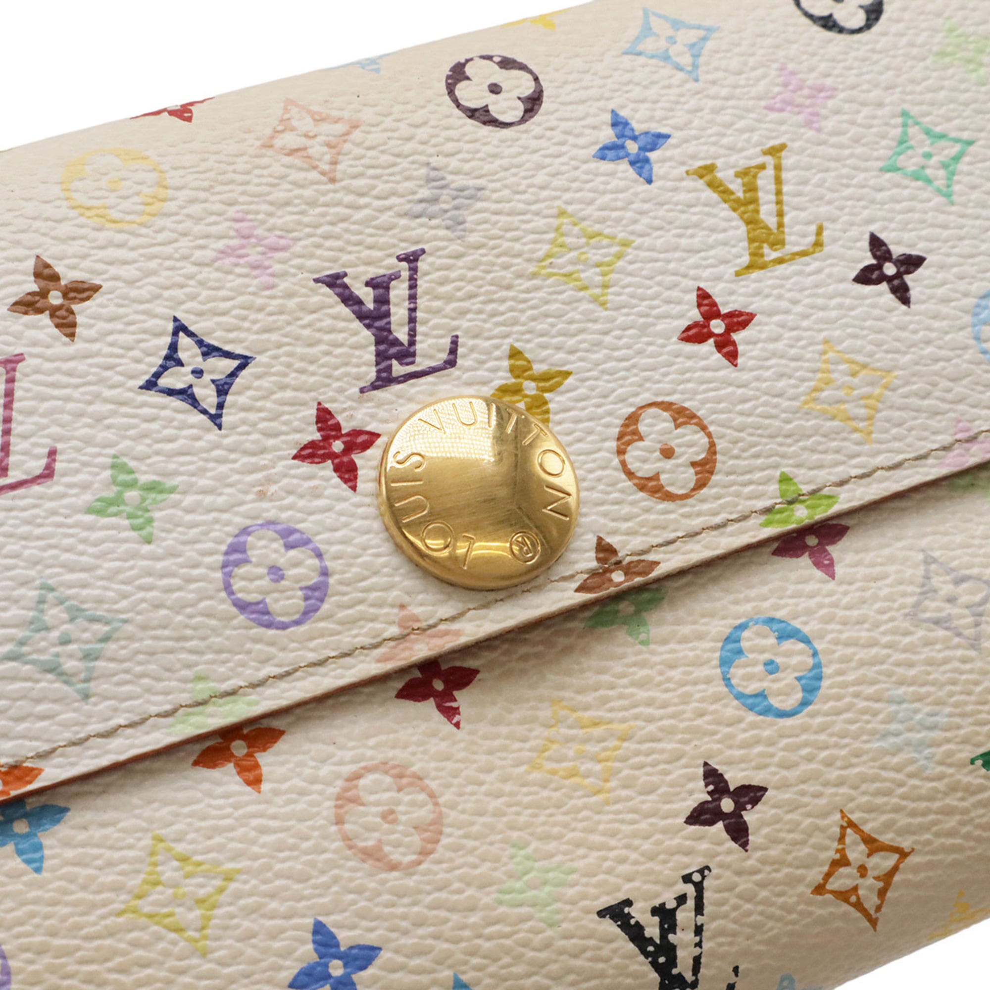 Louis Vuitton Blanc Litchi Monogram Canvas Long Wallet (Bi-Fold) (Pre-Owned)