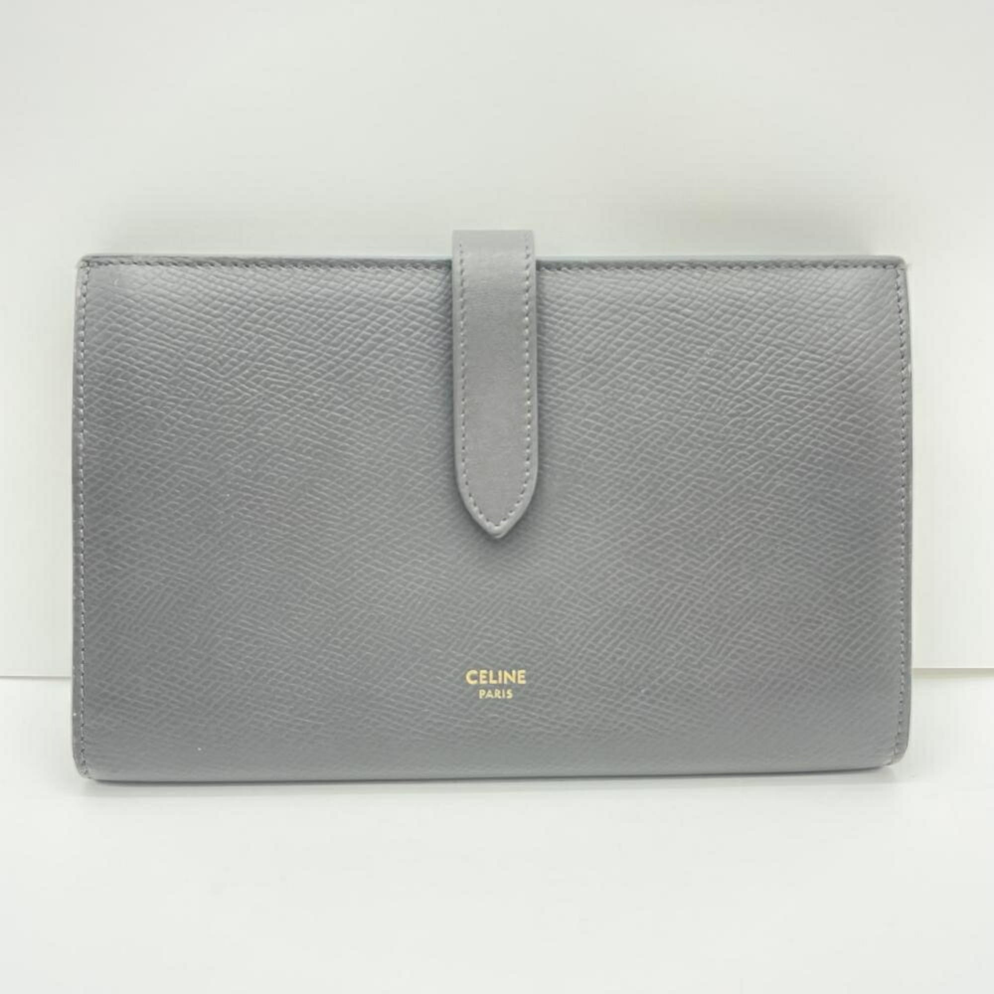 Celine Blue Gray Leather Bill Wallet (Bi-Fold) (Pre-Owned)