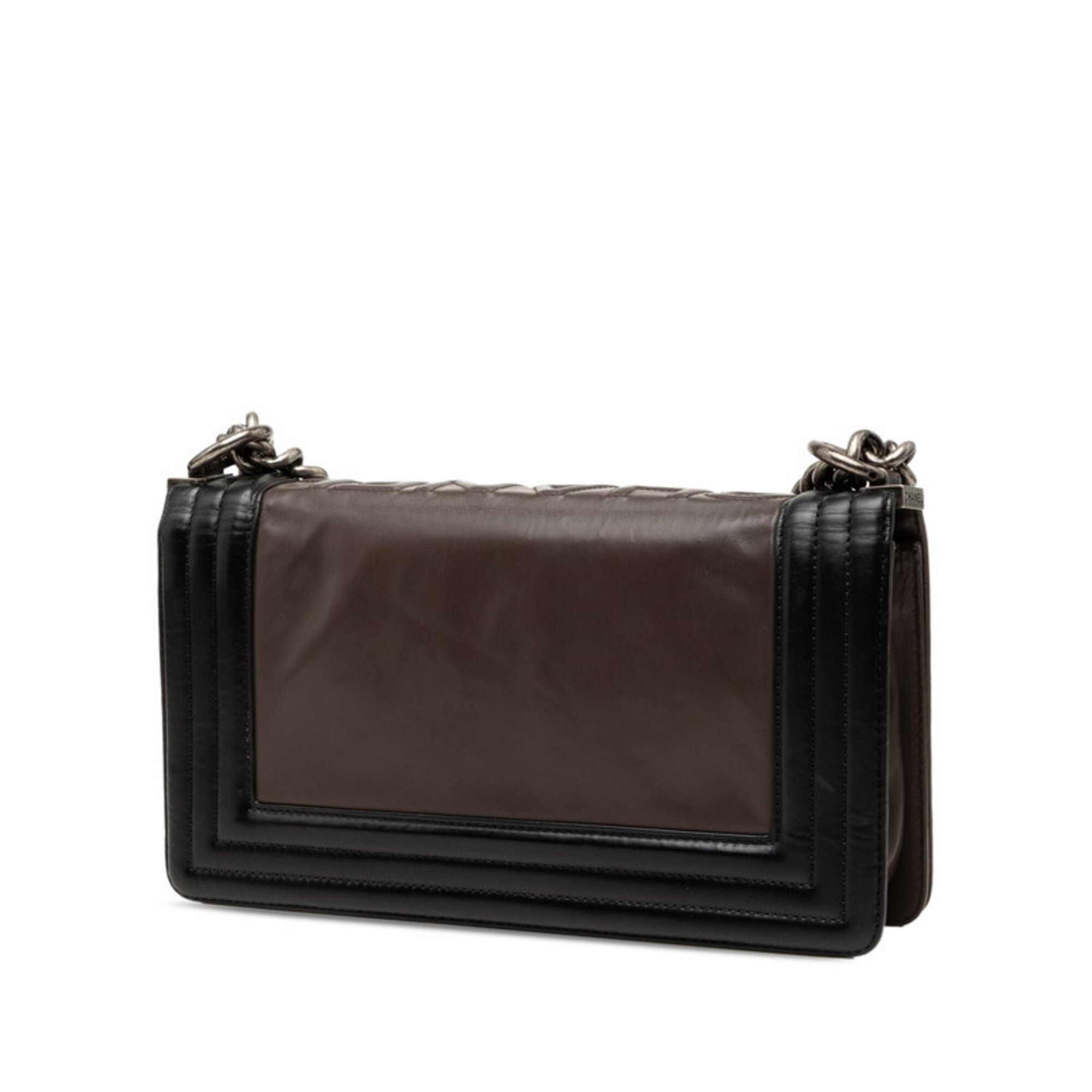 Chanel Black Brown Leather Shoulder Bag (Pre-Owned)